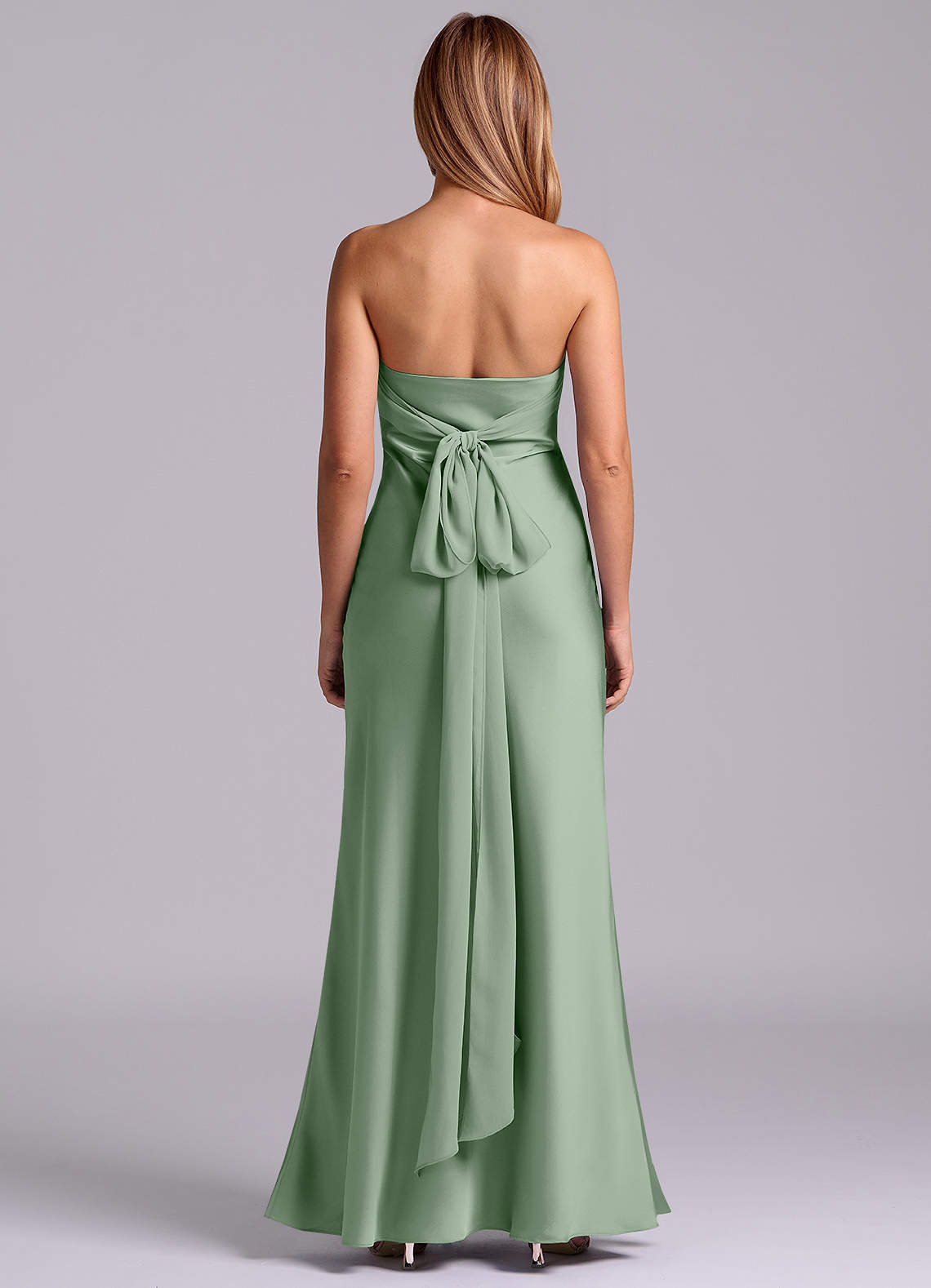 Azazie Ailanie Klänningar att prova hemma Klä av Tubklänning i Stretch Satin Axelbandslös Himmelsblå image6