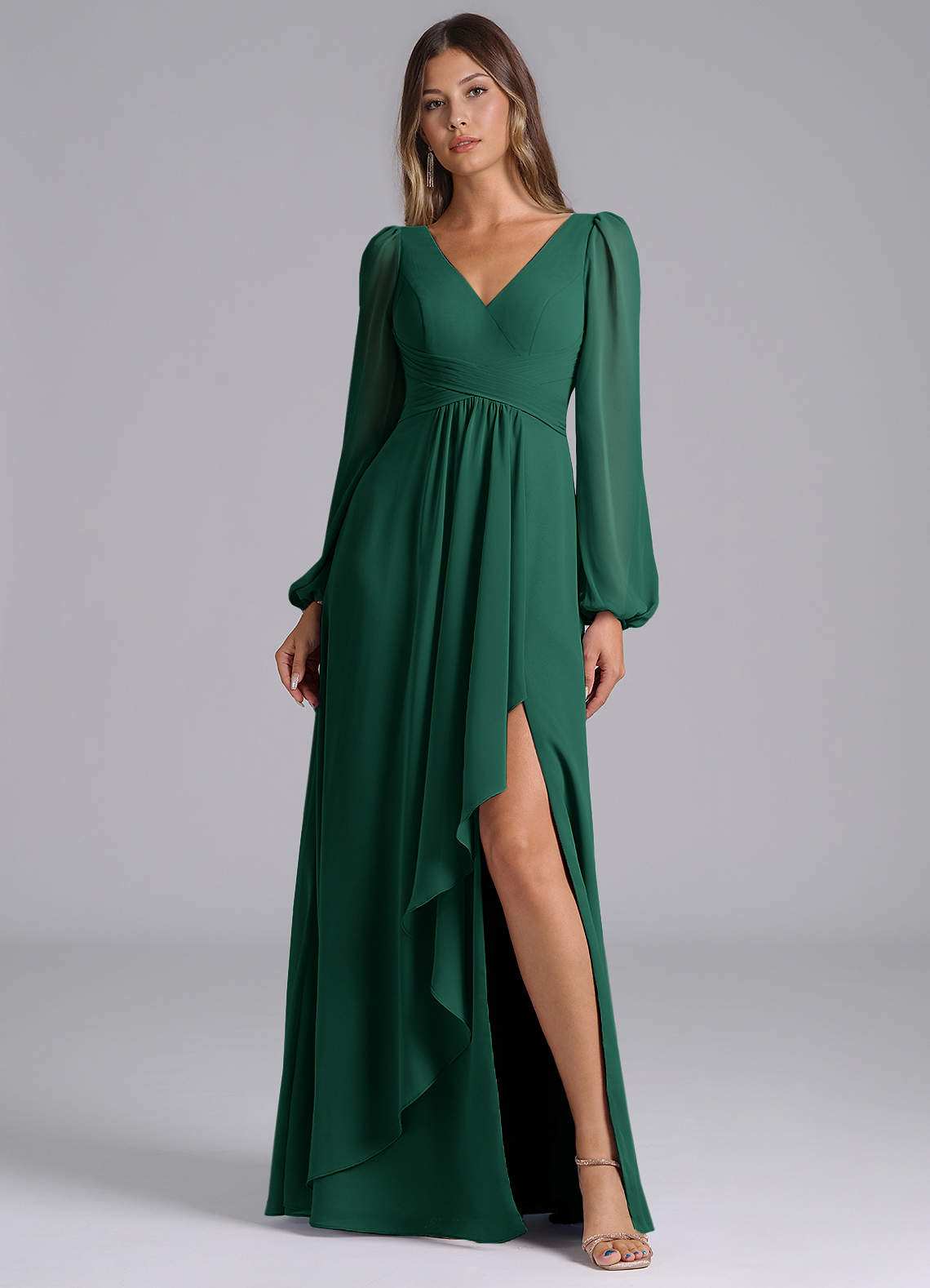 long sleeve emerald green bridesmaid dress Azazie Liah Marlow White Male Military Colour: pistachio green Floor Length Size:Small/Medium (Flexible fit – designed to suit most small to medium body types)