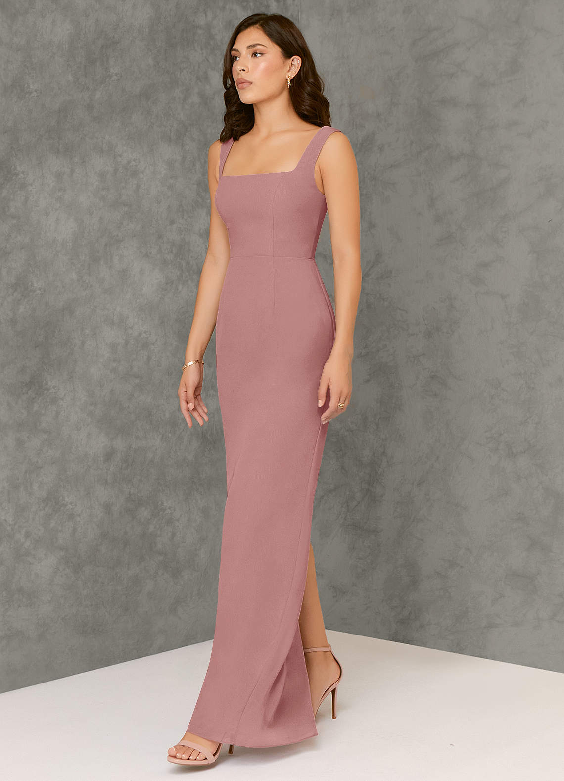 azazie a-line/princess square neck floor-length chiffon bridesmaid dress reviews Azazie Flori