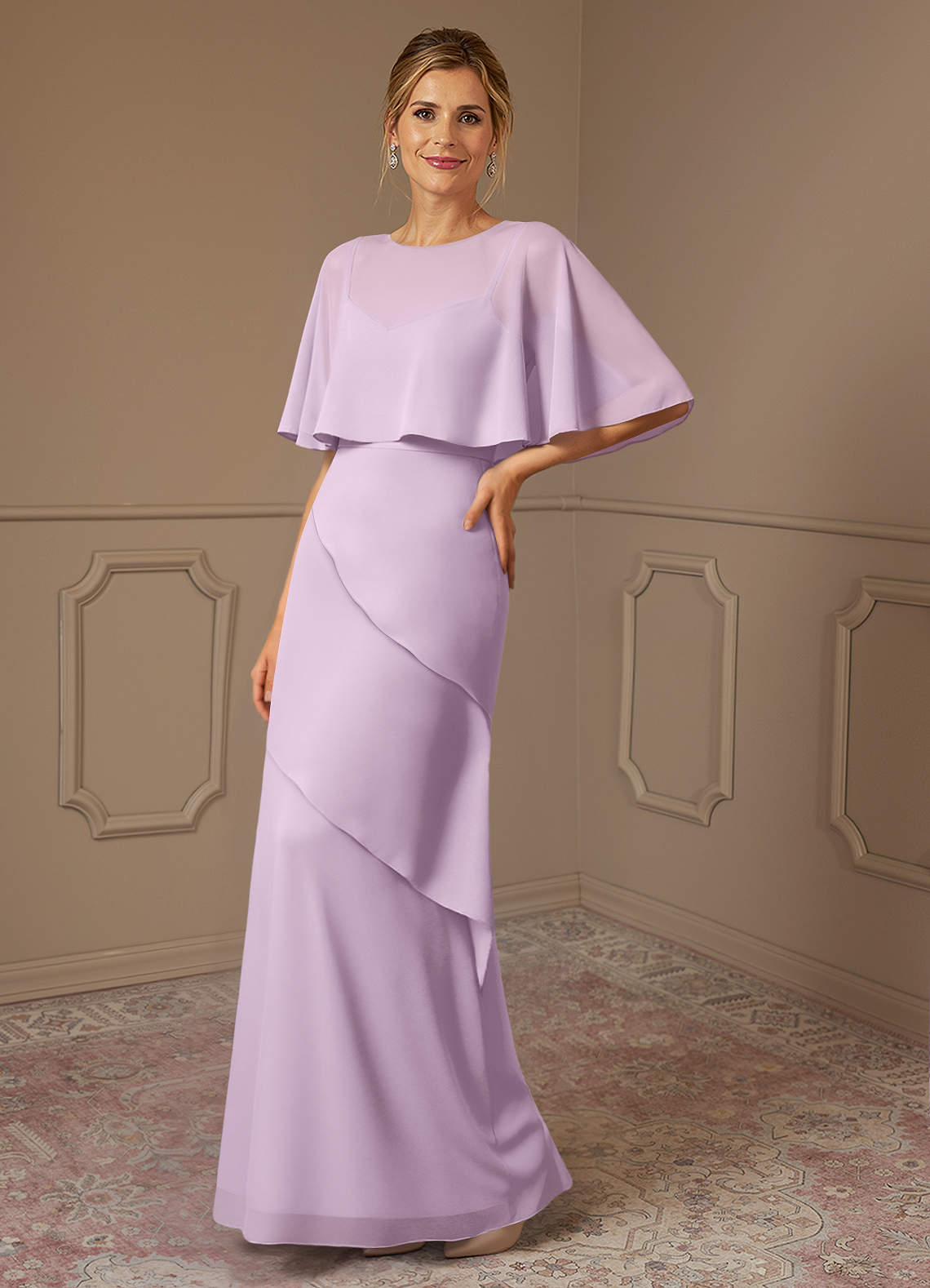 Azazie Bowie Abiti per la Madre della Sposa Abito A-Line in Chiffon Lilla Glassato image1