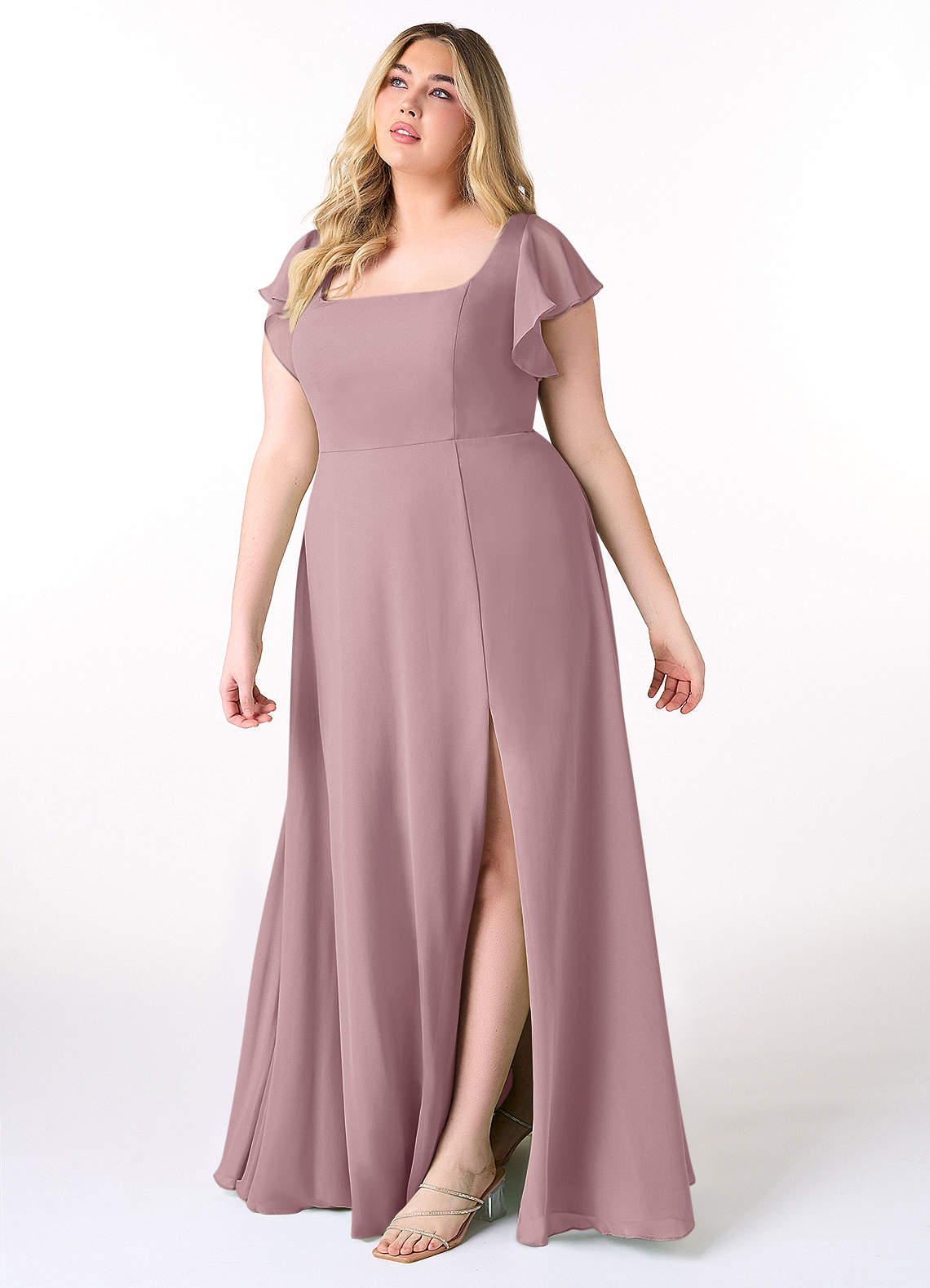 Azazie Bondi Bridesmaid Dresses Dusty Rose A-Line Ruffled Chiffon Dress image8