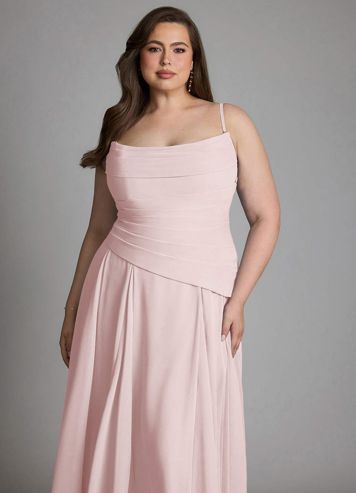Azazie Gabriela Bridesmaid Dresses Blushing Pink A-Line Corset Chiffon Dress image22