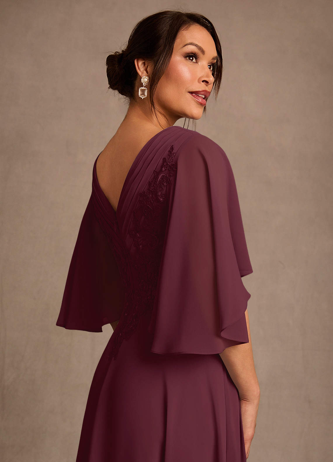 Azazie Tilda Mother of the Bride Dresses Cabernet A-Line Lace Chiffon Dress image3