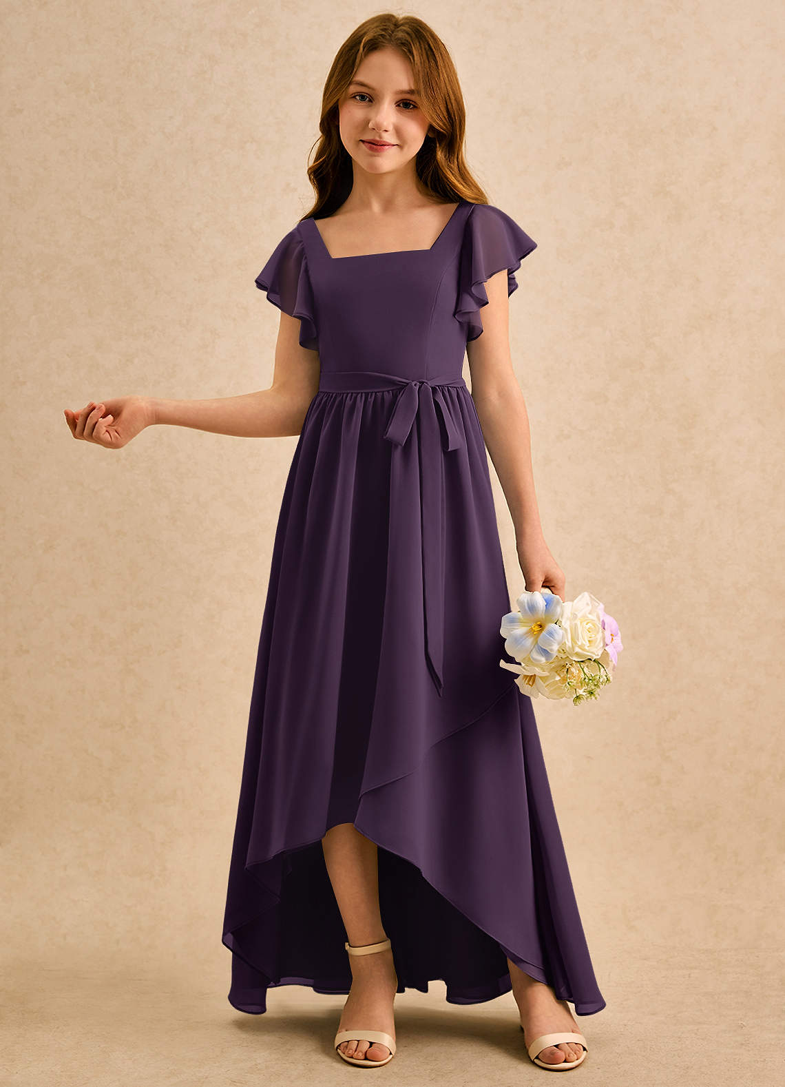 purple flower girl dresses Flower Girl Dress Children Formal Pageant Purple Flower Fluffy Cute Princess Dress, Purple / 2-3 Years (100cm)
