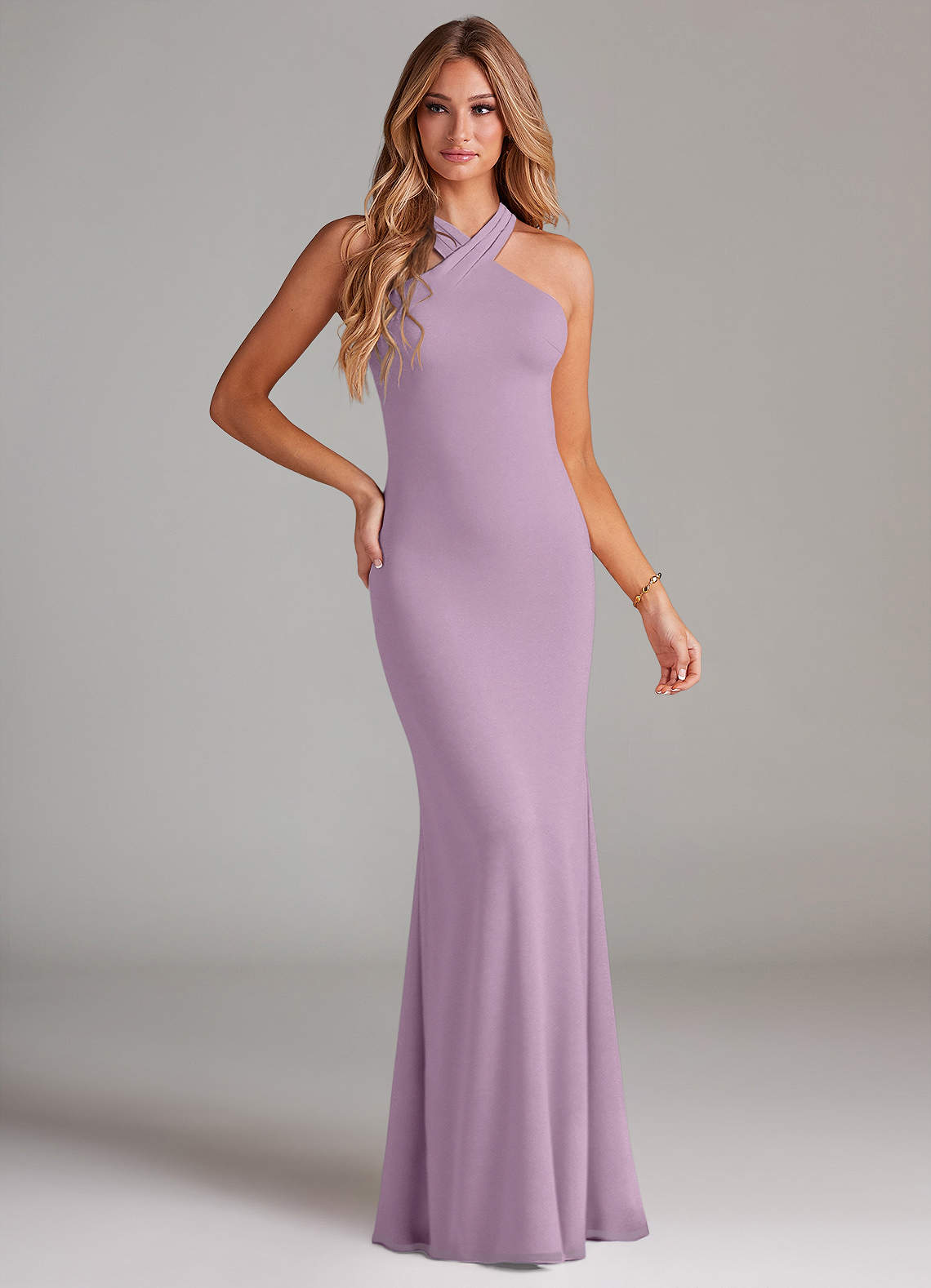 Azazie Doretta Brautjungfernkleider Meerjungfrau-Linie Plissee Chiffon Kleid Blauregen image1