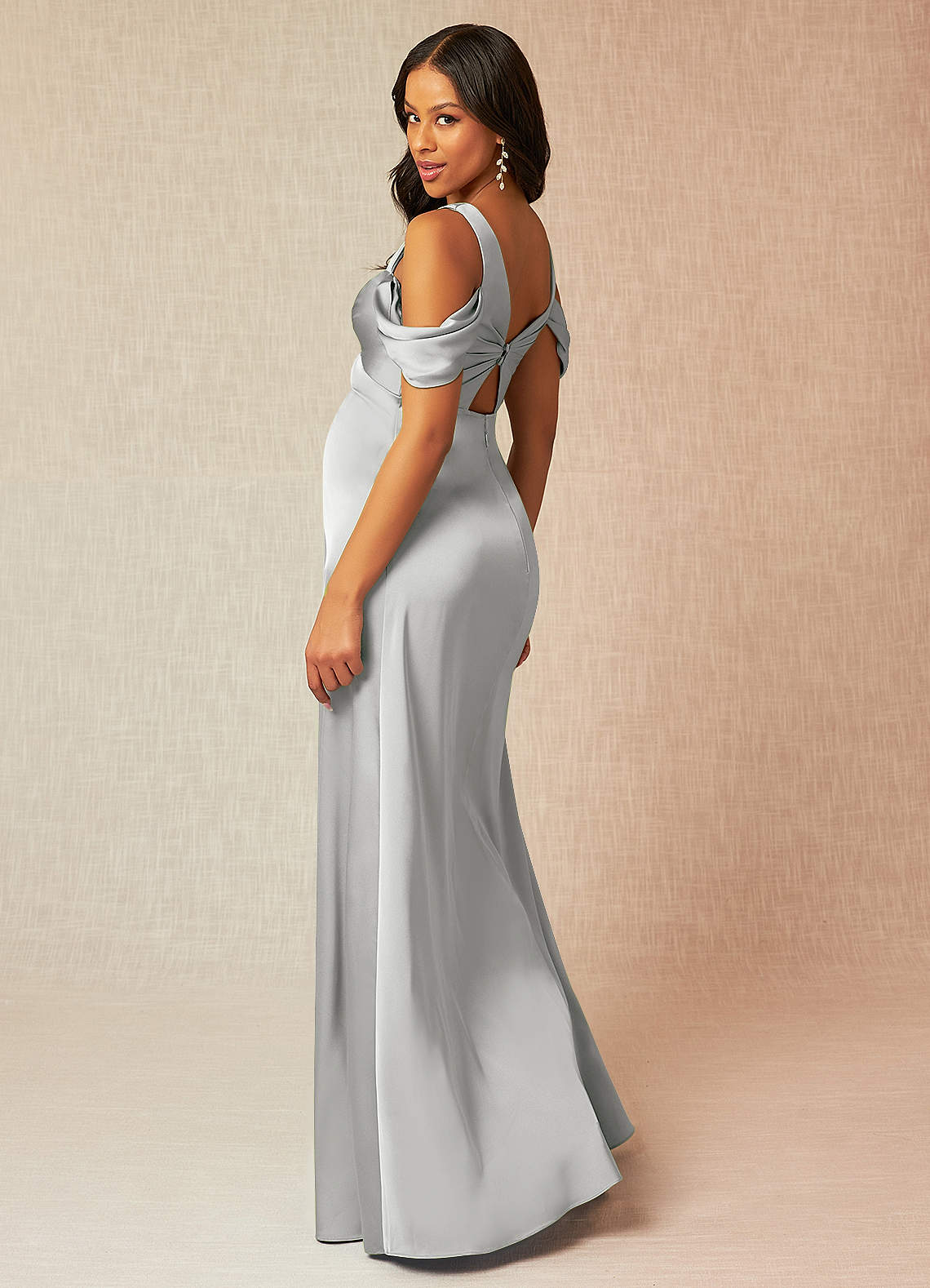 mother of the bride dress with short sleeves Glitter-Embellished Short Sleeves Long Mother Of The Bride Dress