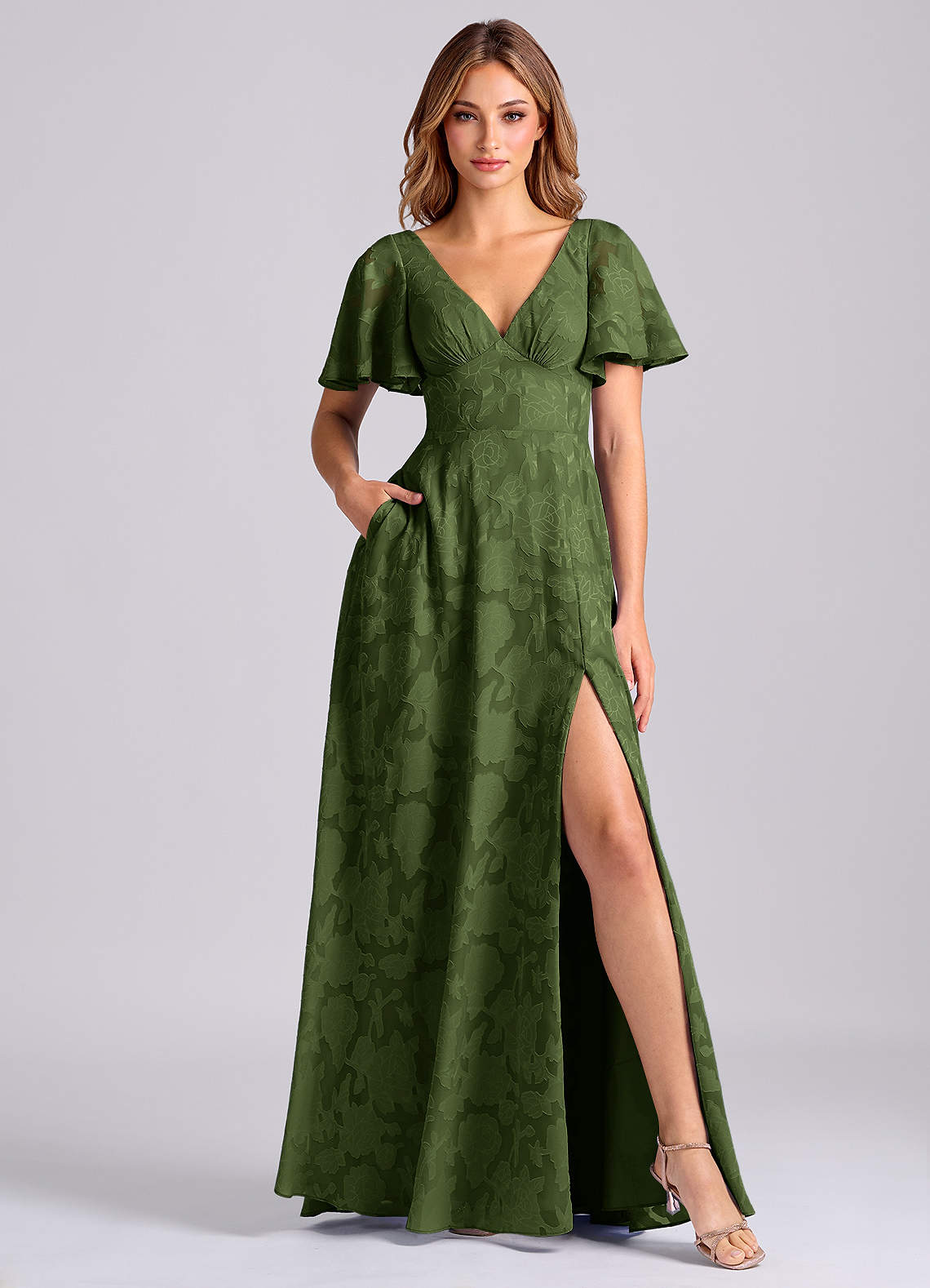 ralph lauren emerald green dress Olive Green Wrap Fit Dress main image 1