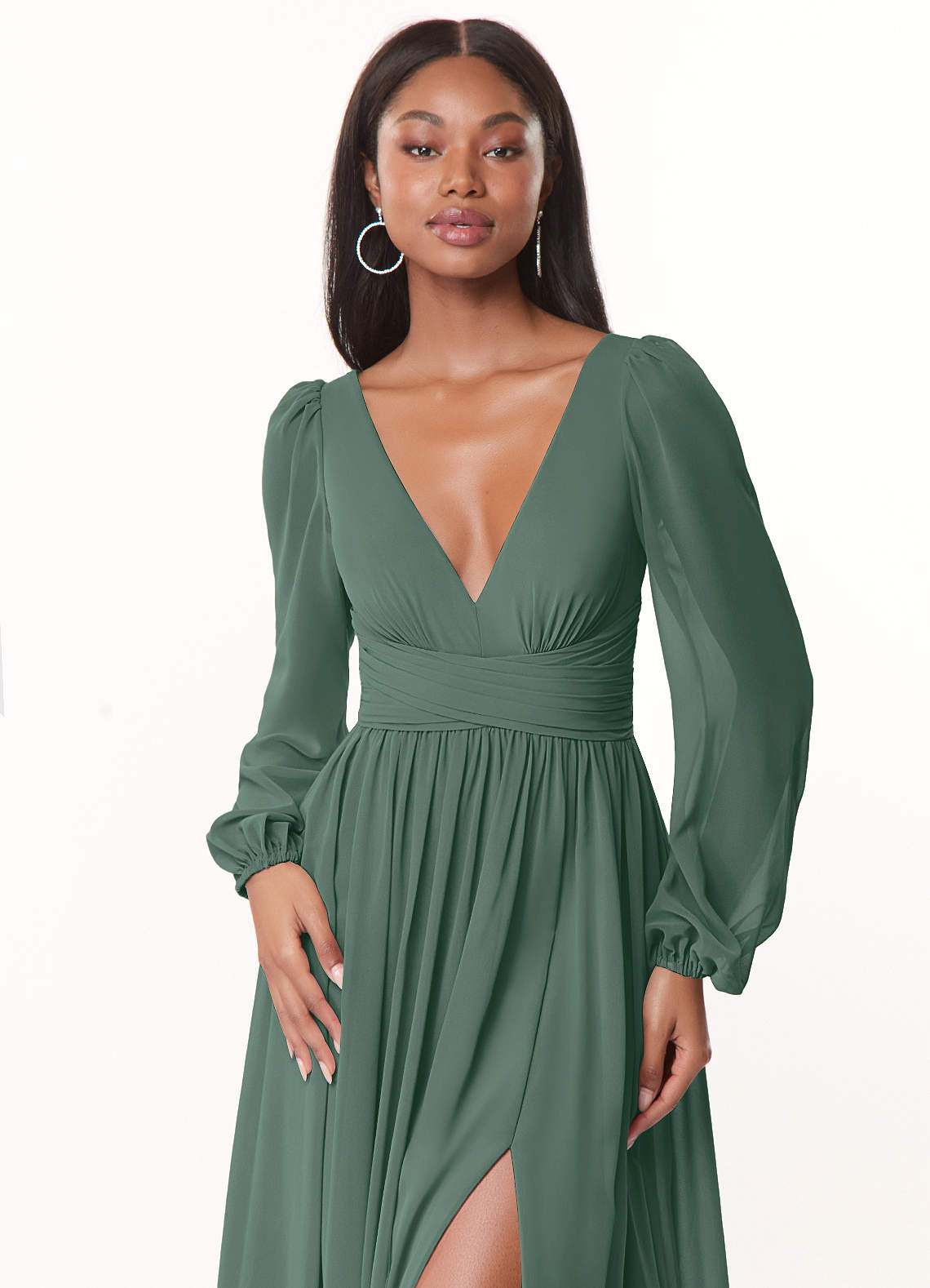 Azazie Norah Sea Moss Chiffon Bridesmaid Dresses | Azazie