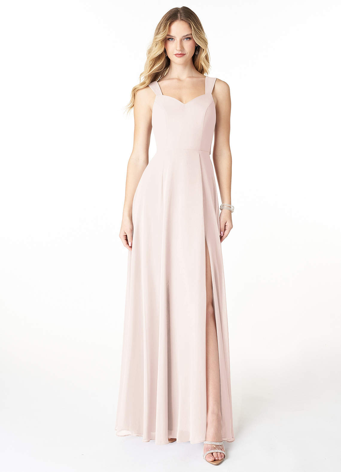 Azazie Julie Bridesmaid Dresses Rose Petal A-Line Sweetheart Neckline Chiffon Dress image1