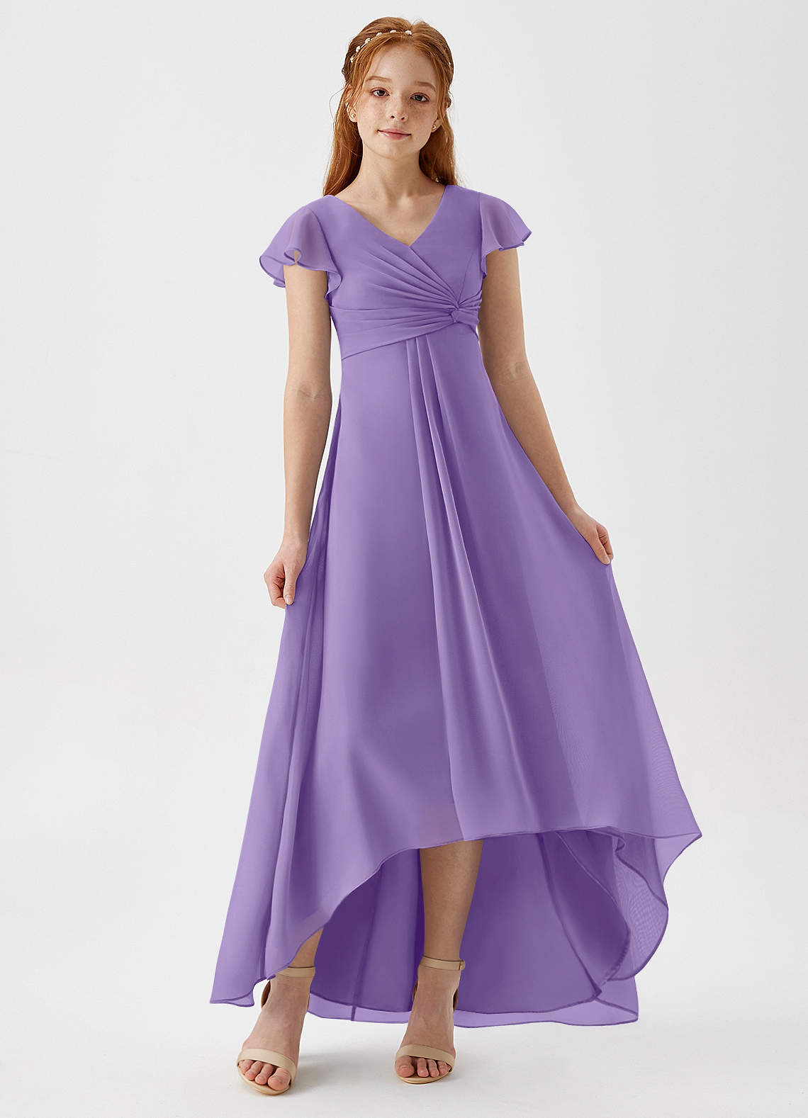 Azazie Breanne Junior Vestido de Tahití de Gasa de Corte En A image1