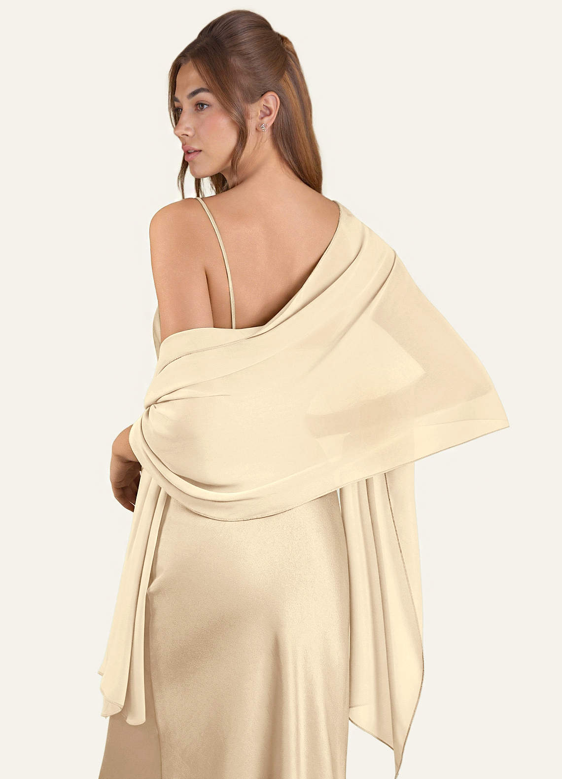front Azazie Matching Color Aleena Chiffon Shawl