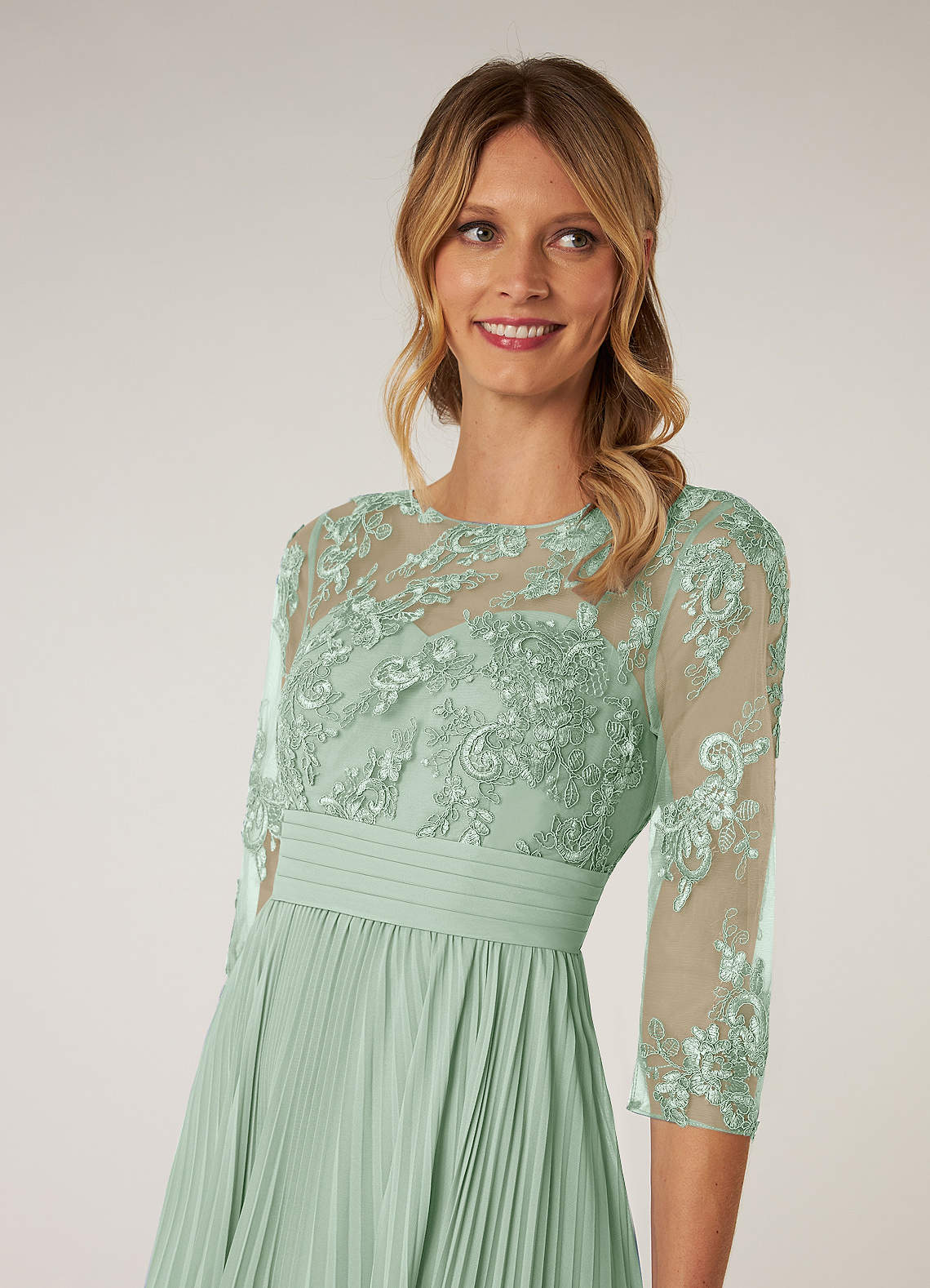 Azazie Tutu Mother of the Bride Dresses Agave A-Line Boatneck Lace Chiffon Dress image4