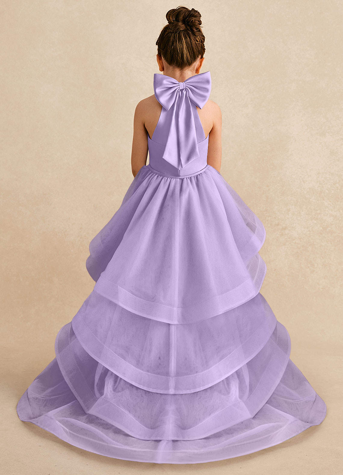 Azazie Bev Blumenmädchenkleider A-Linie Cabrio Tüll Kleid Flieder image1