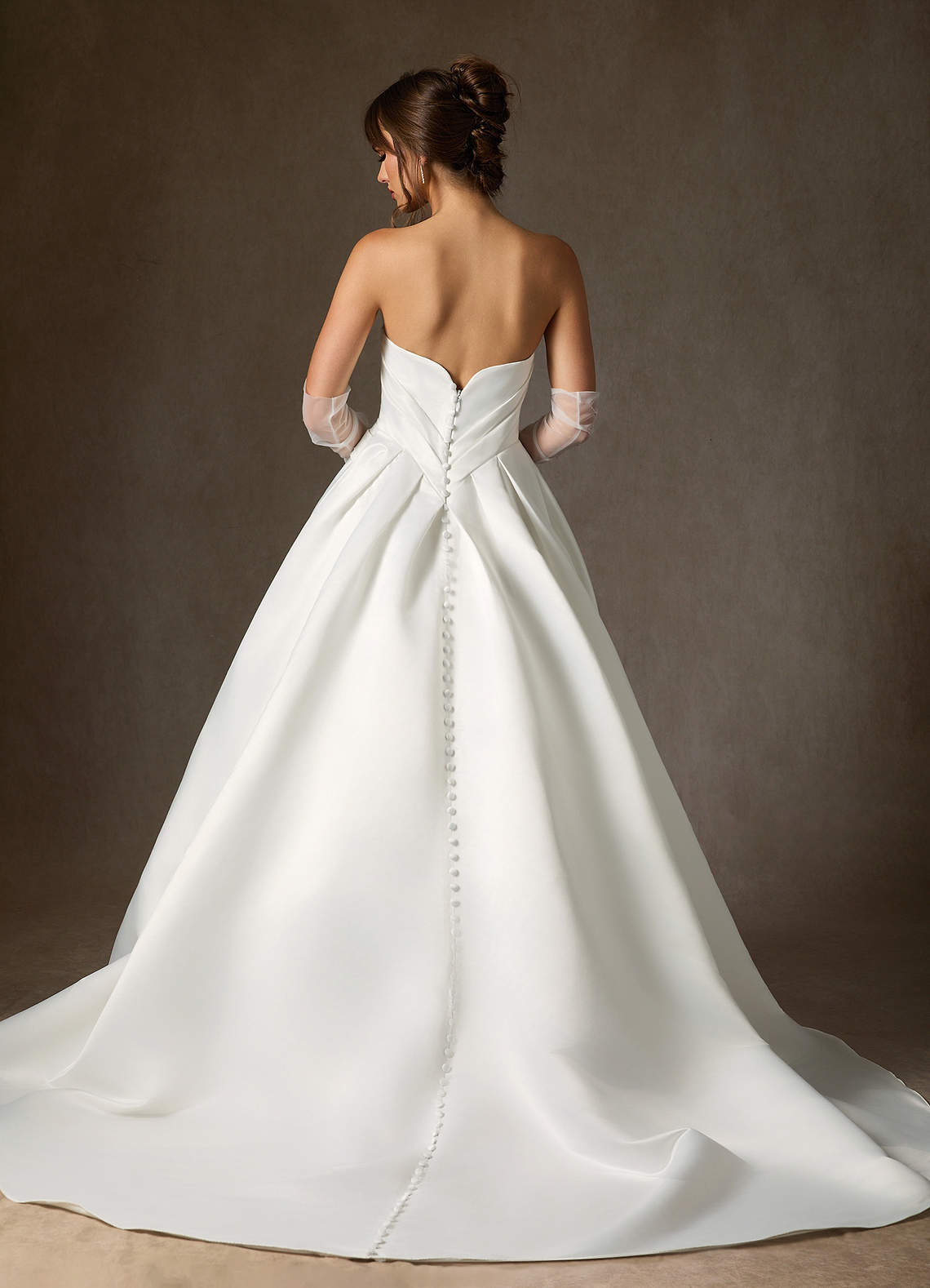 Azazie Adelise Wedding Dresses Diamond White Ball-Gown Strapless Satin Dress image5