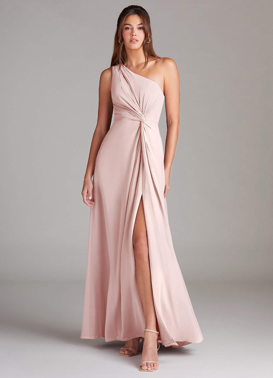 Azazie Brooke Abiti da Damigella Abito A-Line in Chiffon Monospalla Rosa Rossore image1