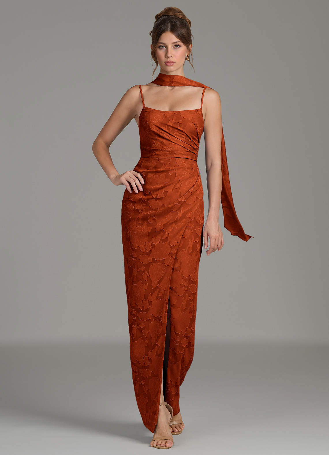 azazie paprika bridesmaid dress Azazie Charlize Paprika Mesh Bridesmaid Dresses