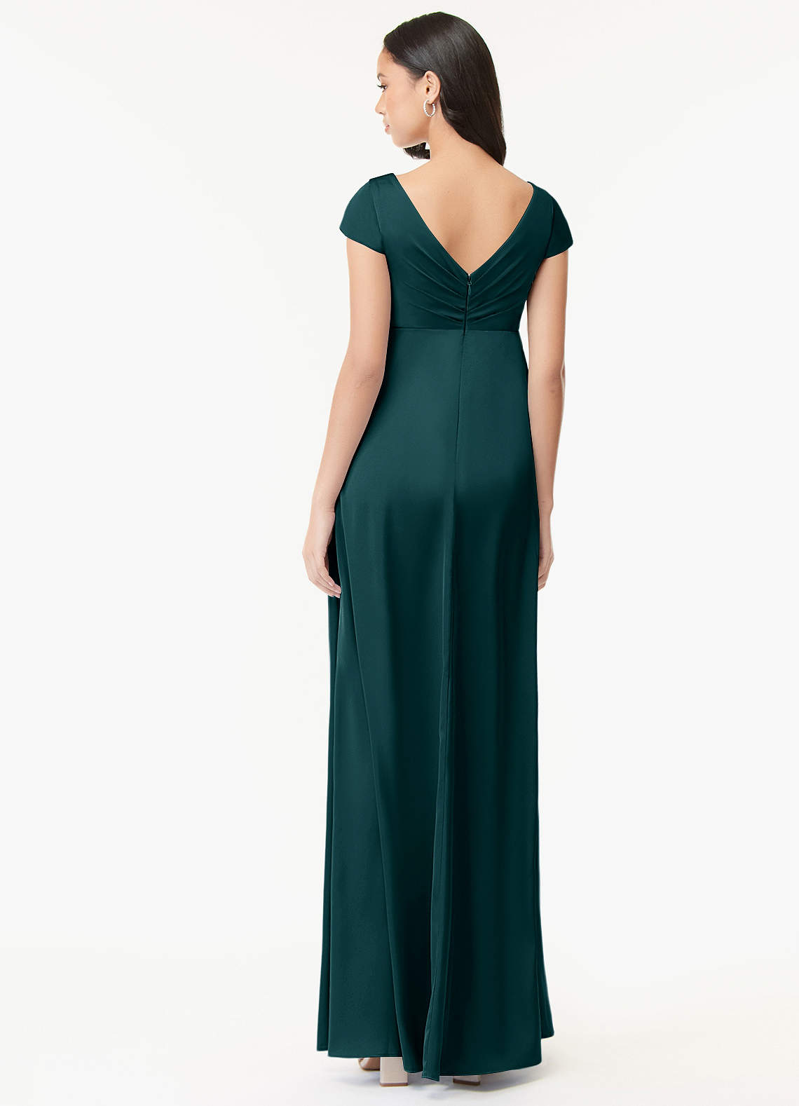 Azazie Allessia vestidos de dama de honor de maternidad Vestido de Corte en A Plisado Hasta el suelo Satén Elástico image1