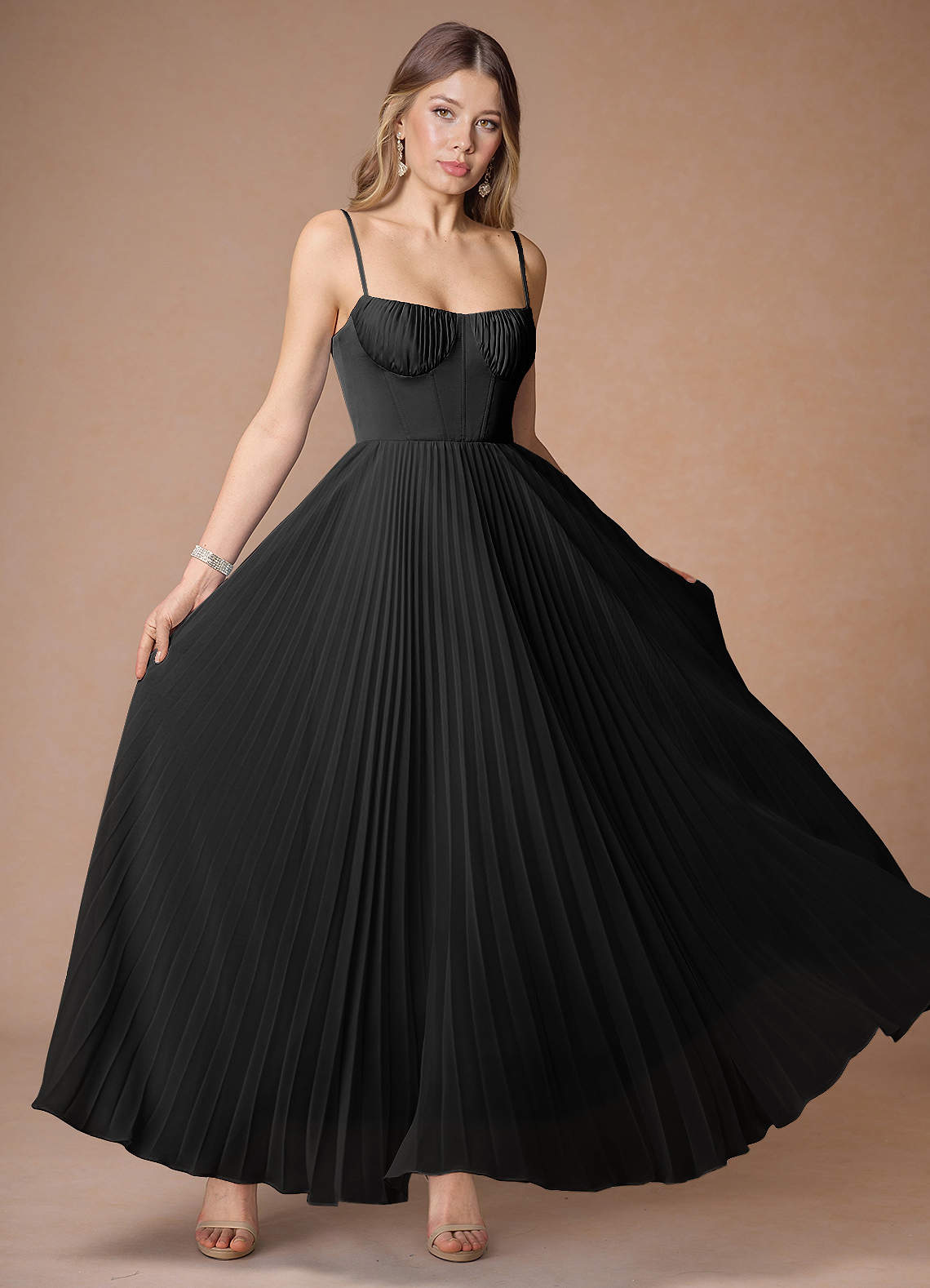 open lace back dress Women's Black Splicing Pleated Mini Dress & Reviews - Black - Dresses main image 0