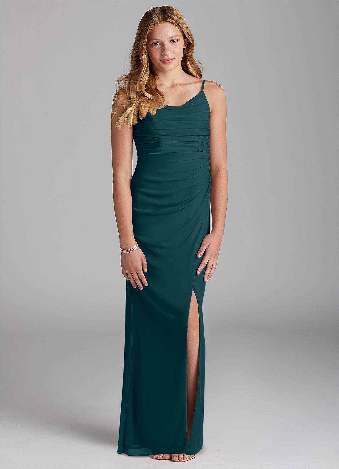 Azazie Deandra Junior Robe Fourreau en Maille Vert Pin image1