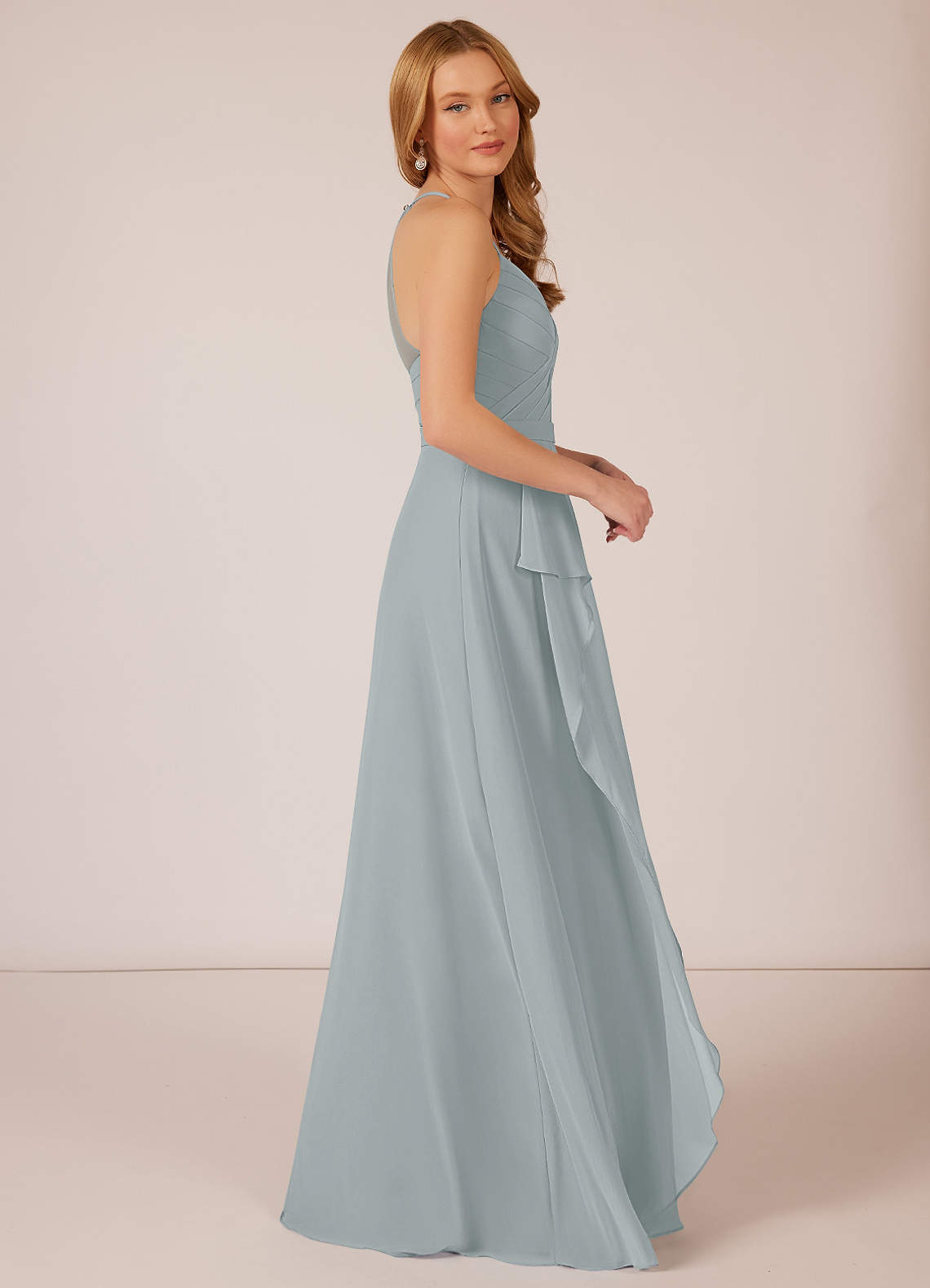 Azazie Dawn Bridesmaid Dresses A-Line Pleated Chiffon Floor-Length Dress image1