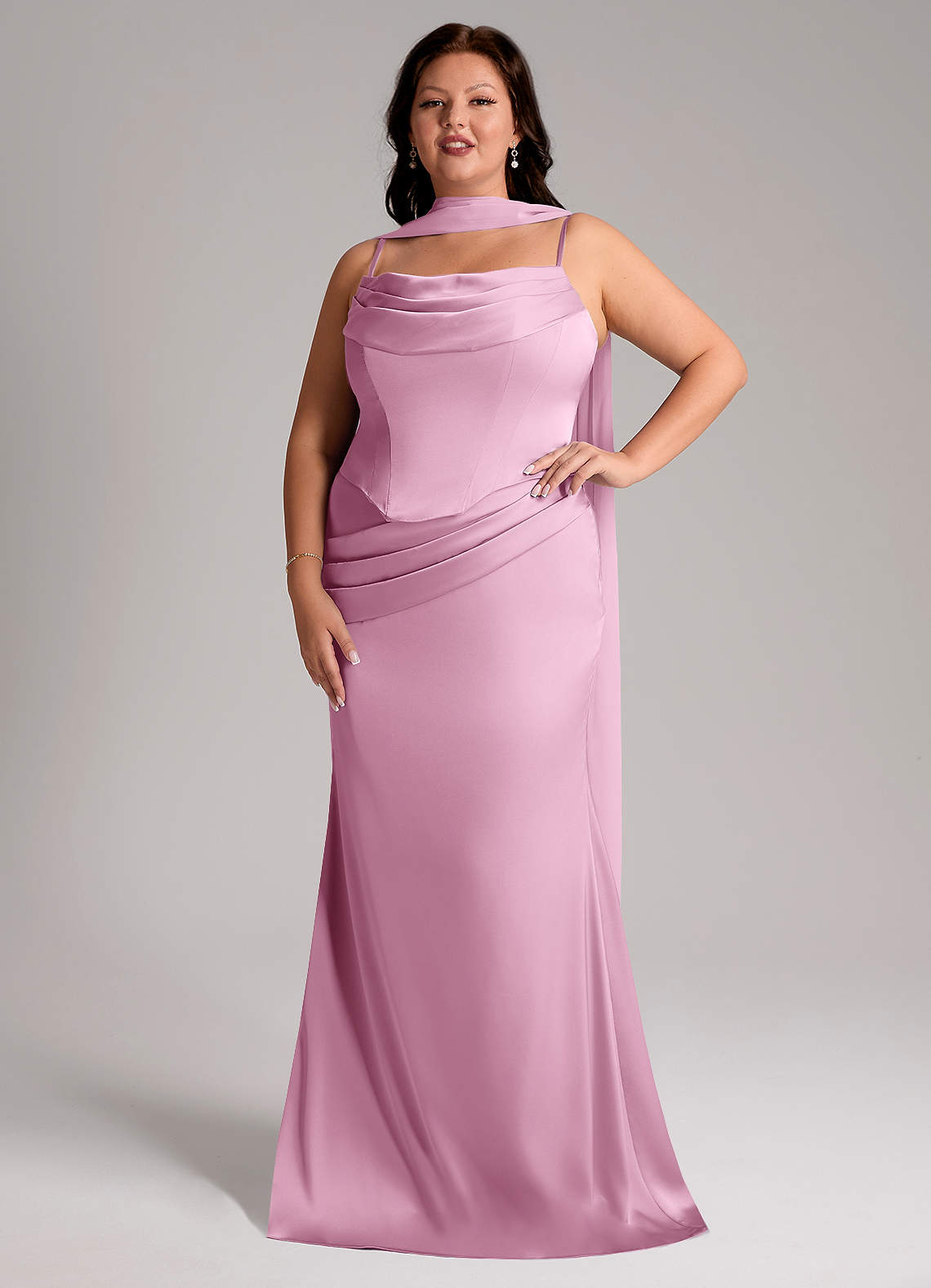 Azazie Sorrel Bridesmaid Dresses Candy Pink Mermaid Strapless Stretch Satin Convertible Dress image1