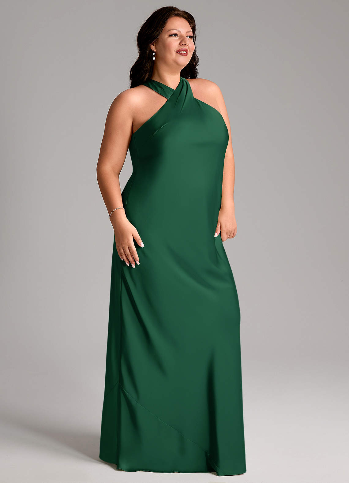 Azazie Doretta Bridesmaid Dresses Dark Green Mermaid Pleated Stretch Satin Dress image9