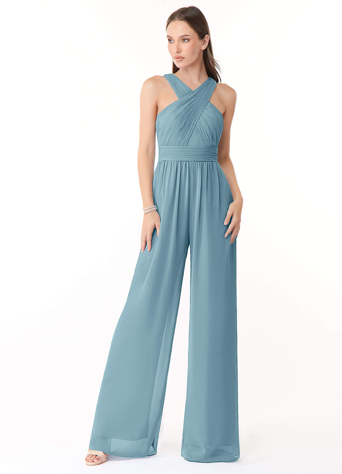 Azazie Berdie Jurken voor bruidsmeisjes Jumpsuit van Chiffon Houder Mystiek Blauw image1