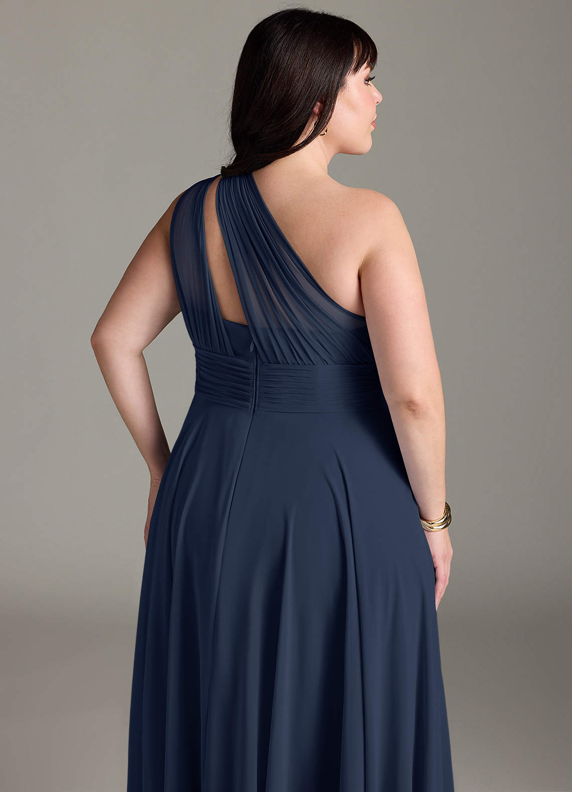 Azazie Charlize Bridesmaid Dresses Dark Navy A-Line One Shoulder Chiffon Dress image12
