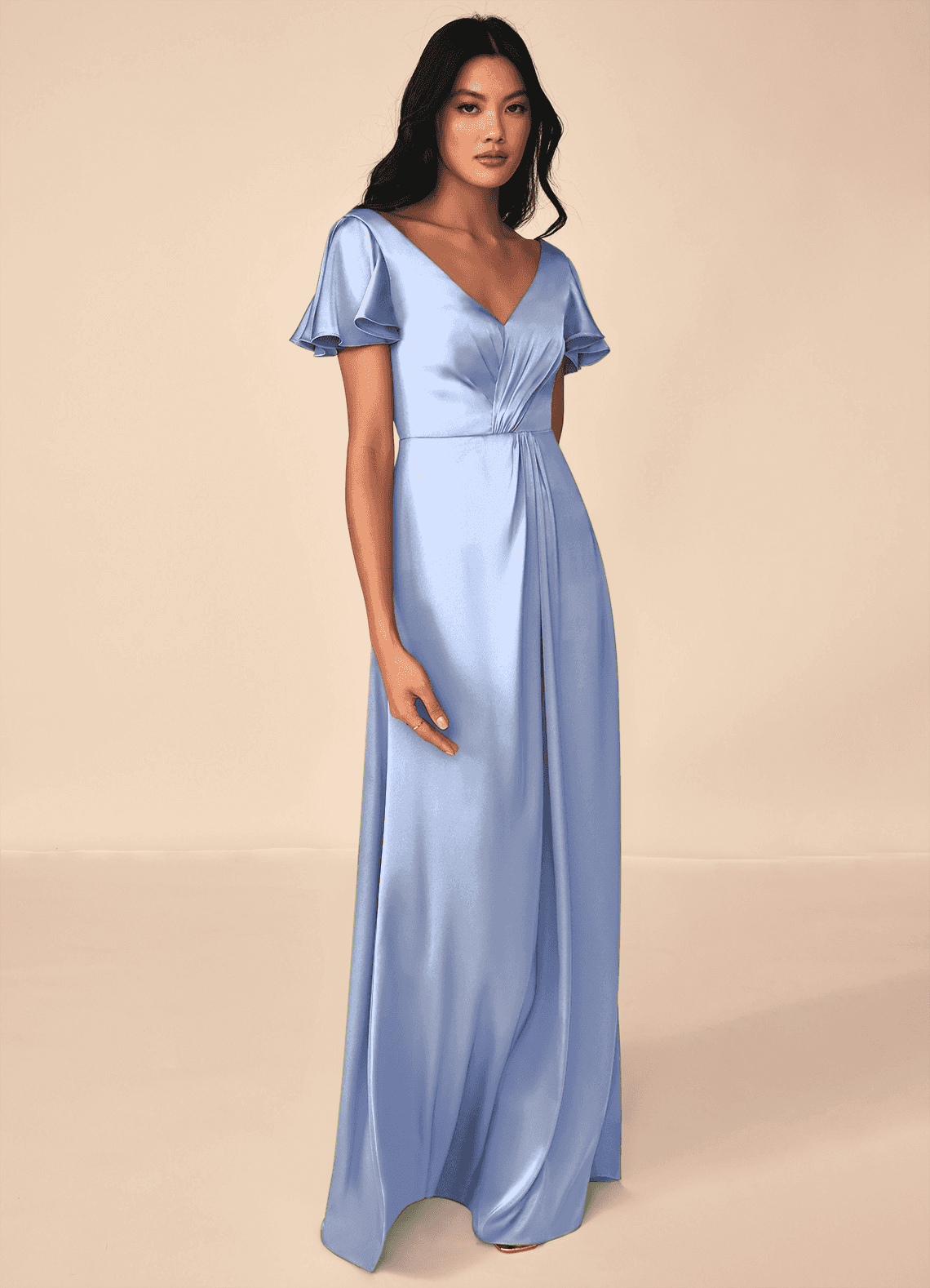 azazie soren stretch satin dress Azazie Soren