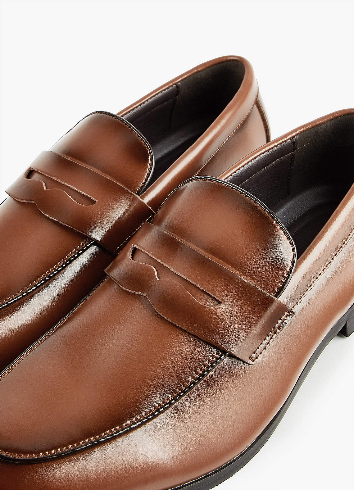 front Men's Leather Penny Loafers