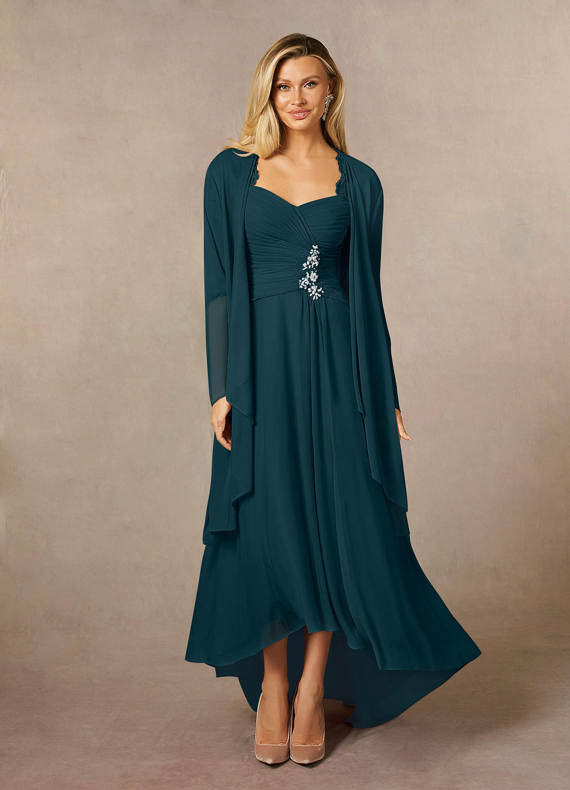 Azazie Anne Mother of the Bride Dresses Pine Sheath Sweetheart Sequins Lace Dress image1