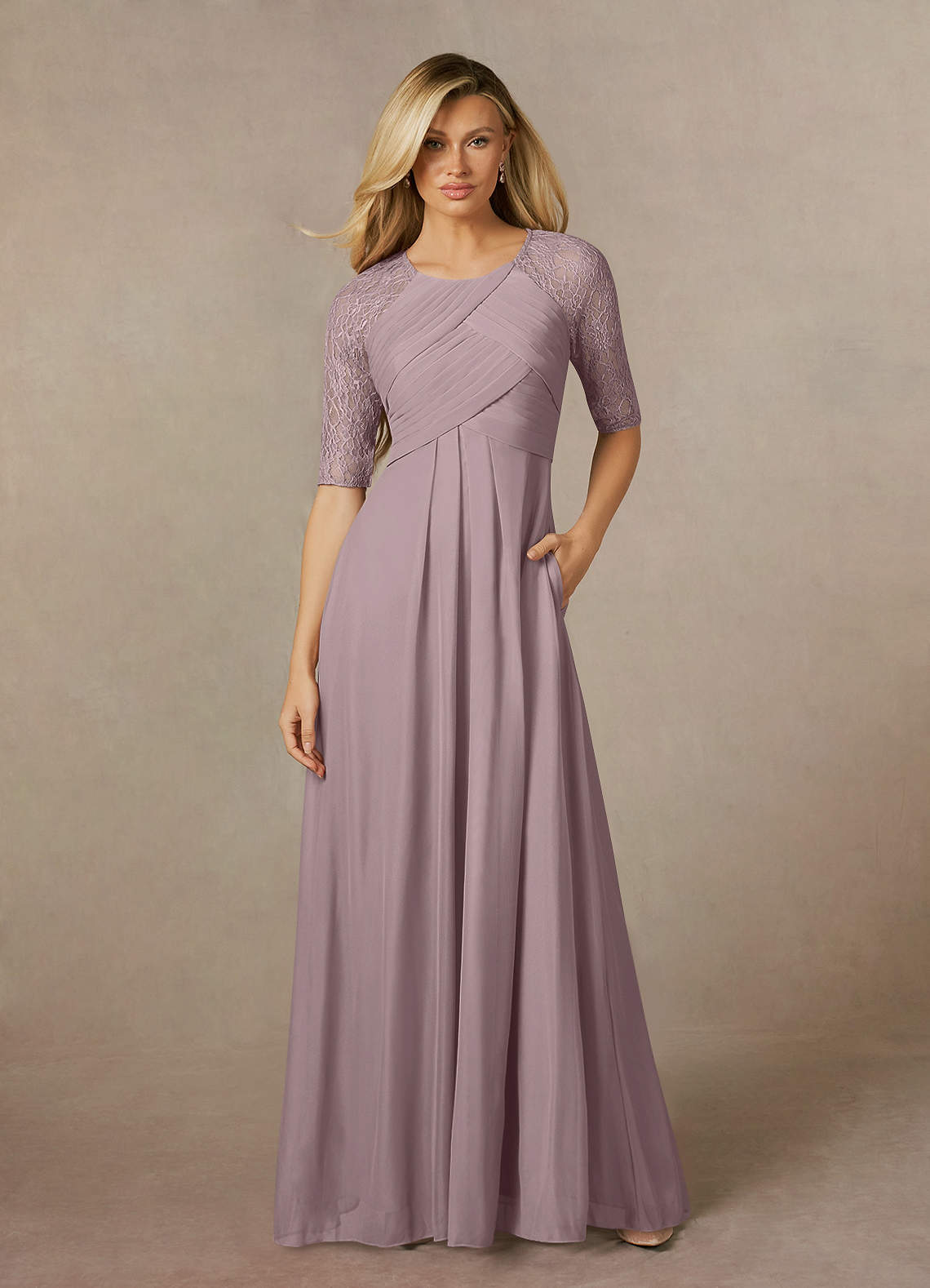 Azazie Raelyn Kleider für die Brautmutter A-Linie Spitze Gittergewebe Kleid Dämmerung image1