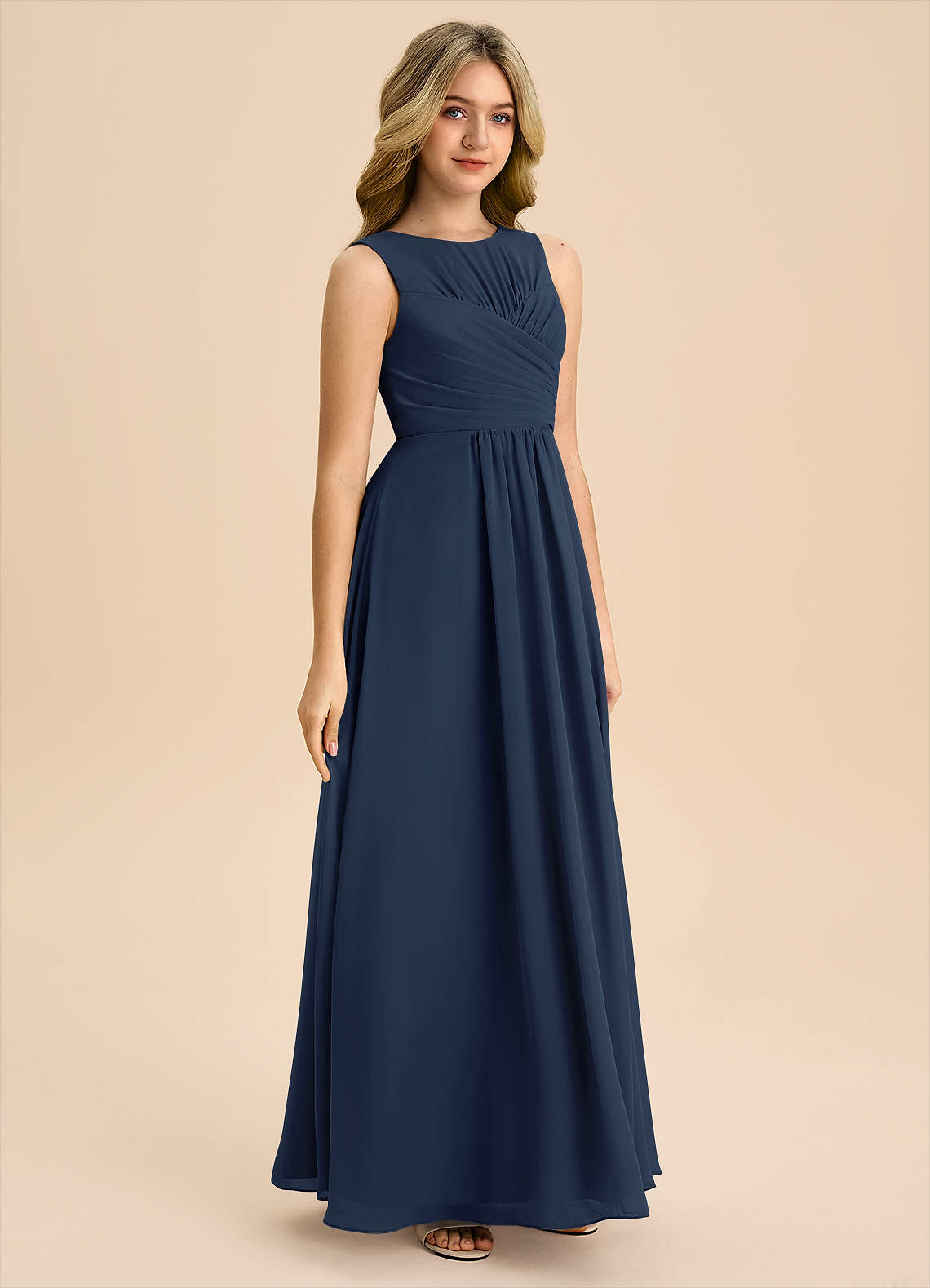 Azazie Skyla Junior Bridesmaid Dress in Dark Navy | Azazie