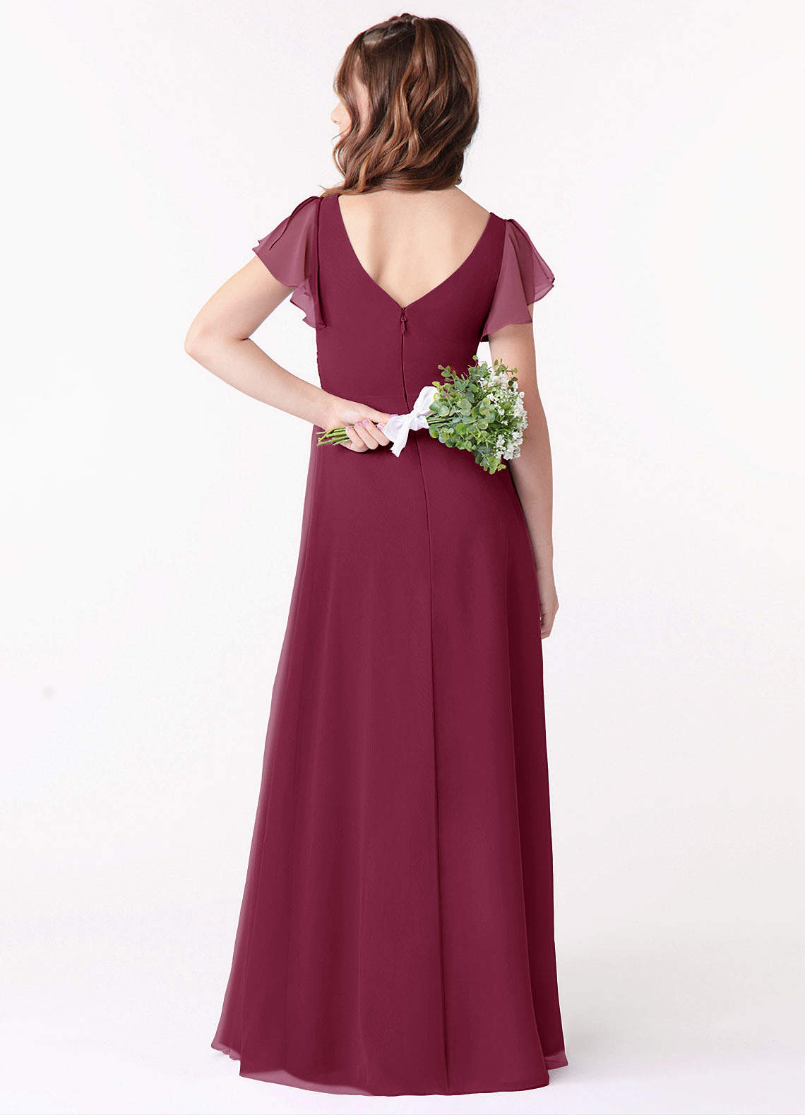 cranberry junior bridesmaid dresses Cicinia Crinkle Chiffon Junior Bridesmaid Dress, Cabernet