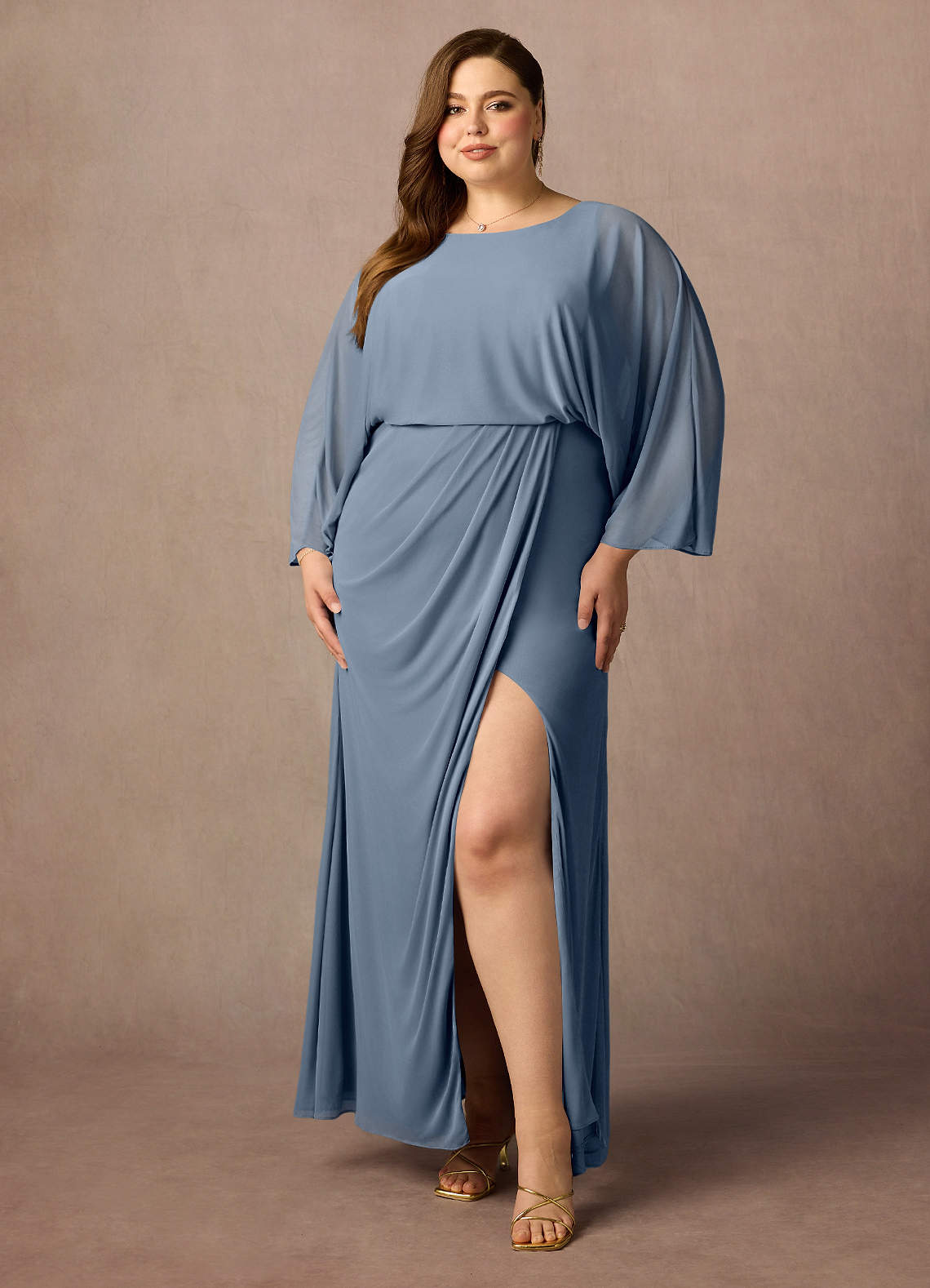 Azazie Ysabella Abiti per la Madre della Sposa Abito Sirena in Maglia Plissettato Crepuscolo image1