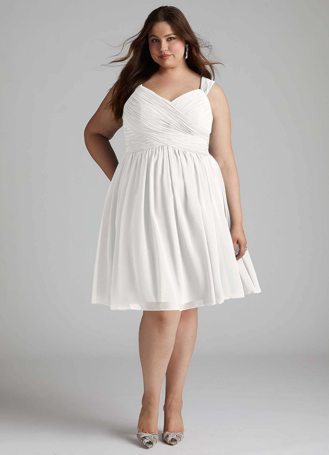 Azazie Angie Bridesmaid Dresses White A-Line Corset Chiffon Dress image6