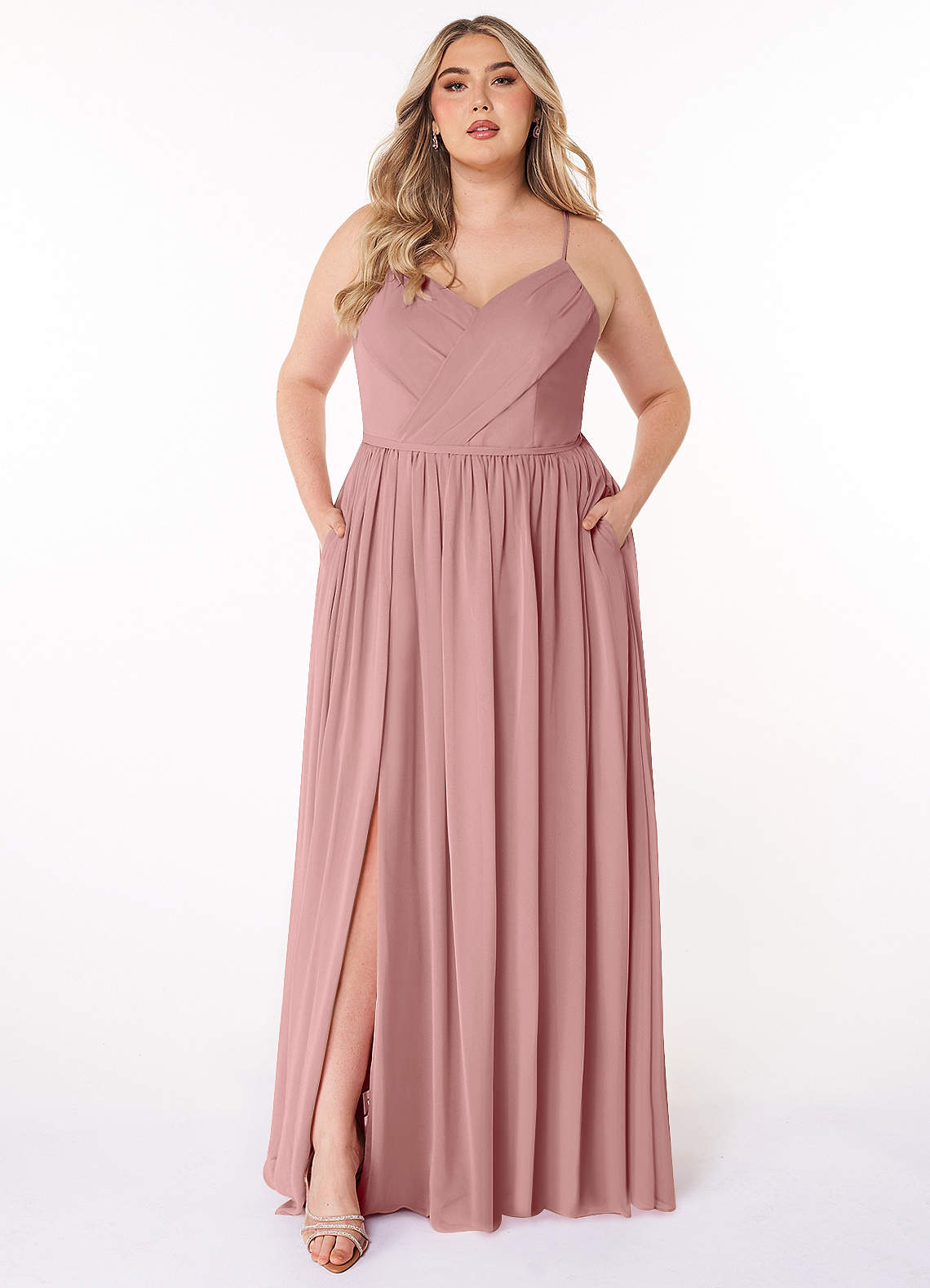 Azazie Cora Dusty Rose Chiffon Bridesmaid Dresses | Azazie