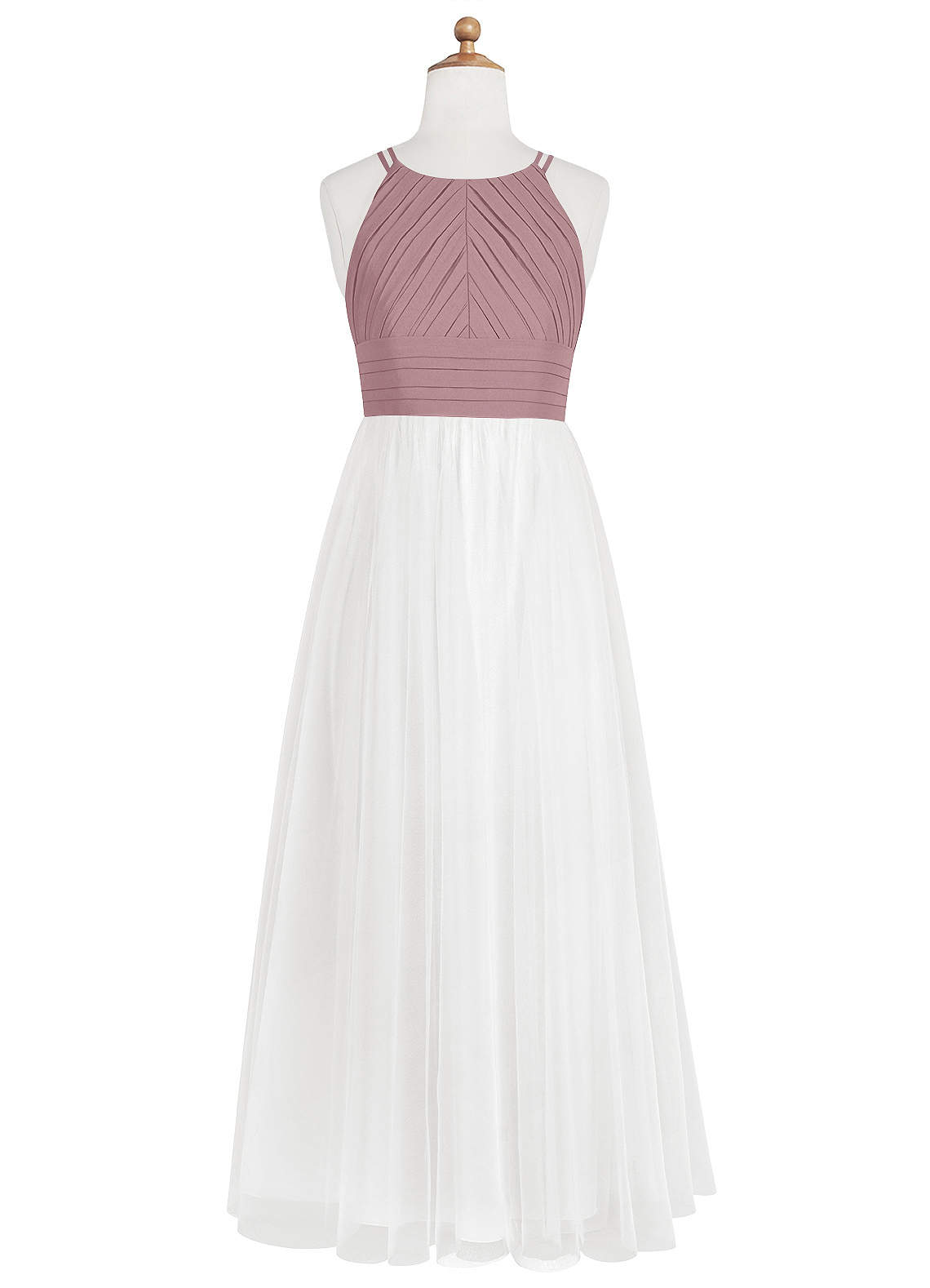 Azazie Brenna A-Line Pleated Chiffon Floor-Length Junior Bridesmaid Dress image1