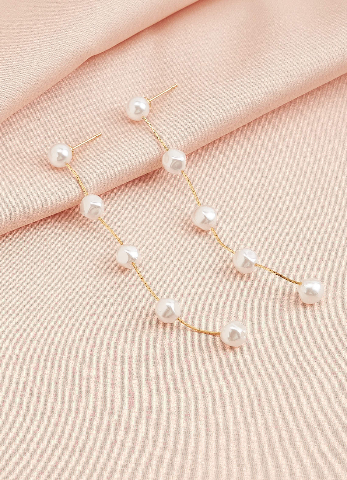 front Vintage Pearl Tassel Earrings