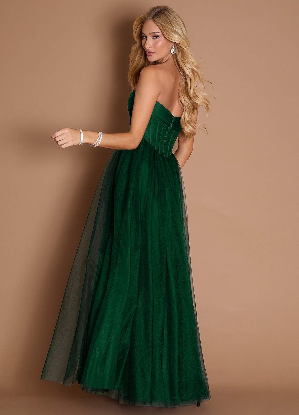 Kasie Hunter Green Corset Maxi Dress | Azazie