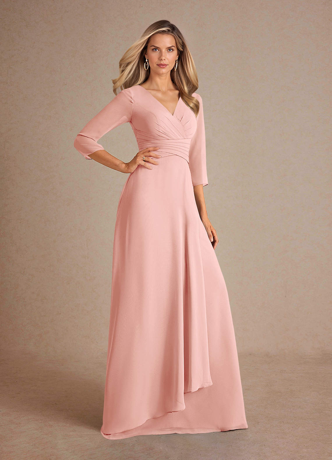 Azazie Mayfield Mother of the Bride Dresses Rosette A-Line Pleated Chiffon Dress image3