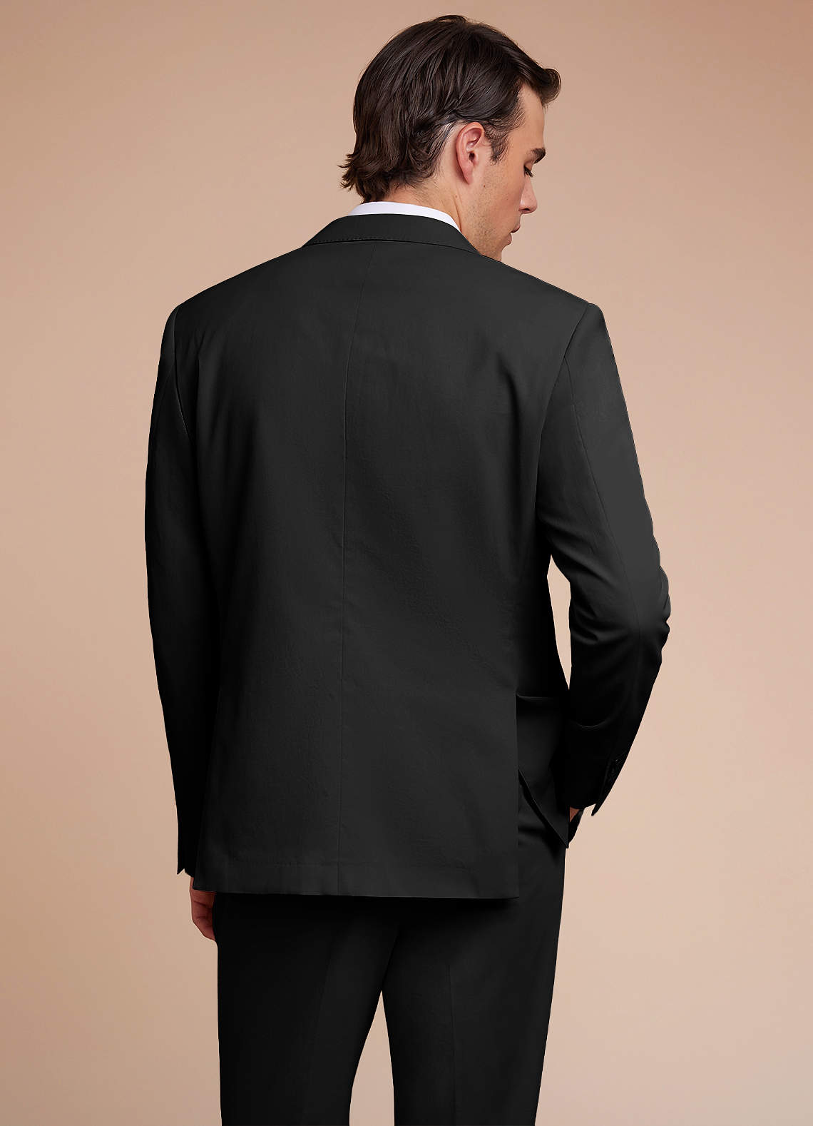 front Carter Black Cotton Linen Blend Suit Jacket