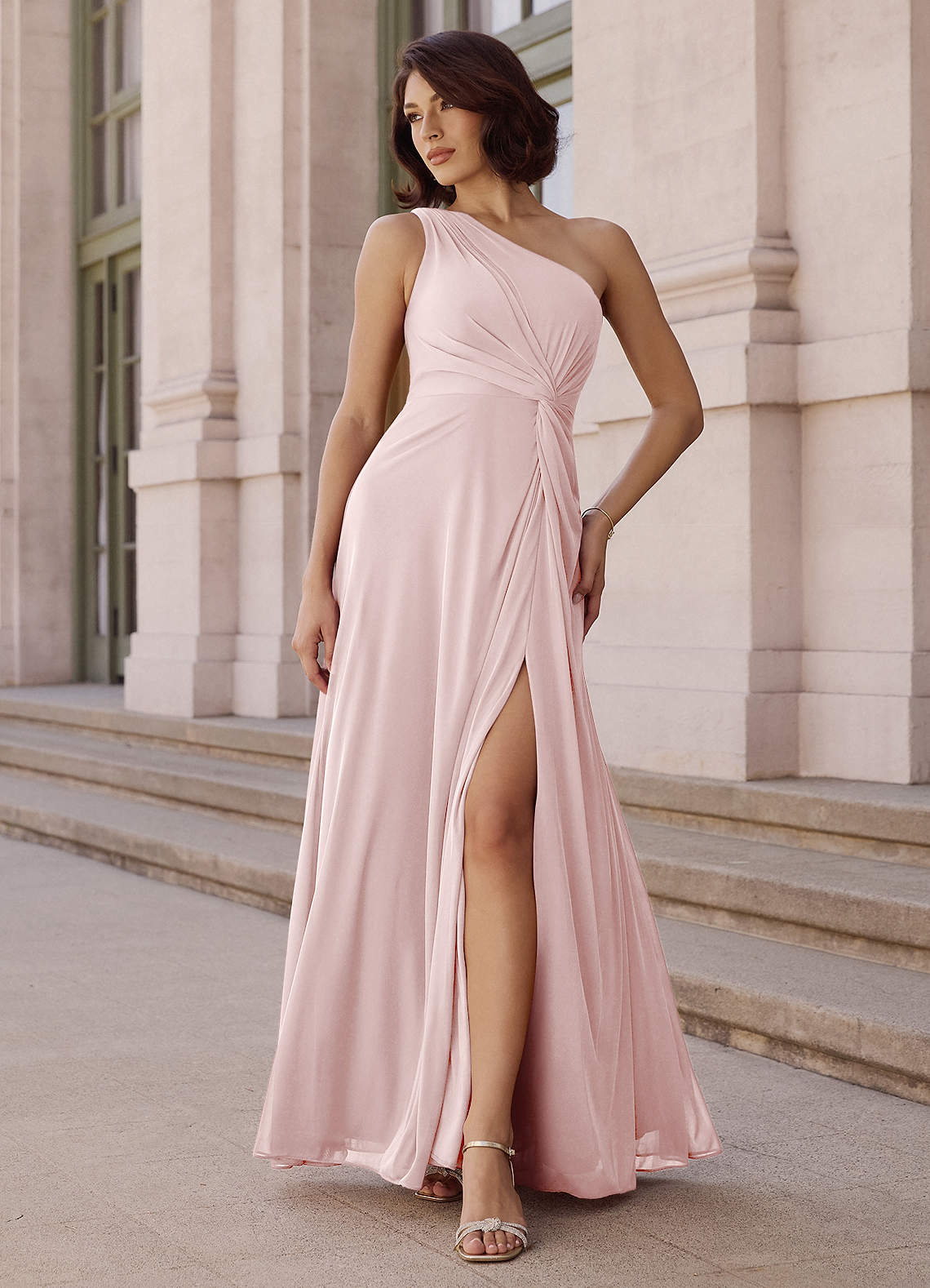 Azazie Brooke Blushing Pink Bridesmaid Dresses | Azazie
