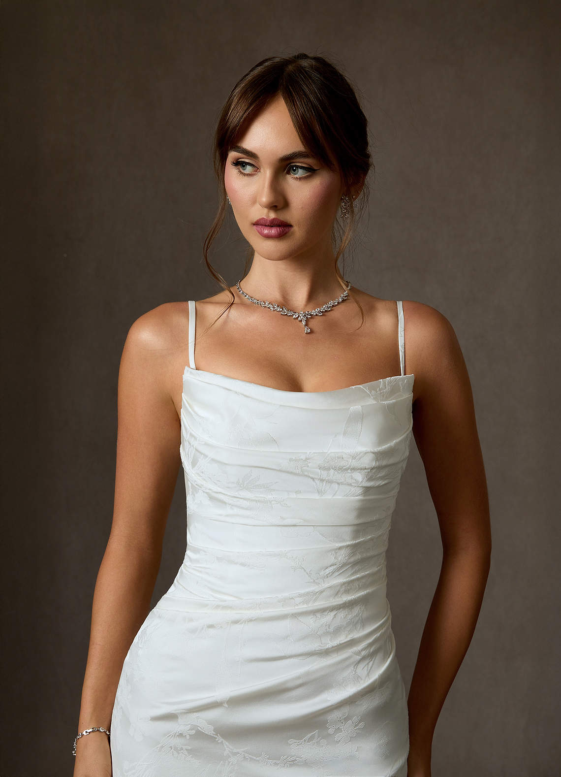 Azazie Elyse Wedding Dresses Diamond White Mermaid Strapless Floral Jacquard Dress image5