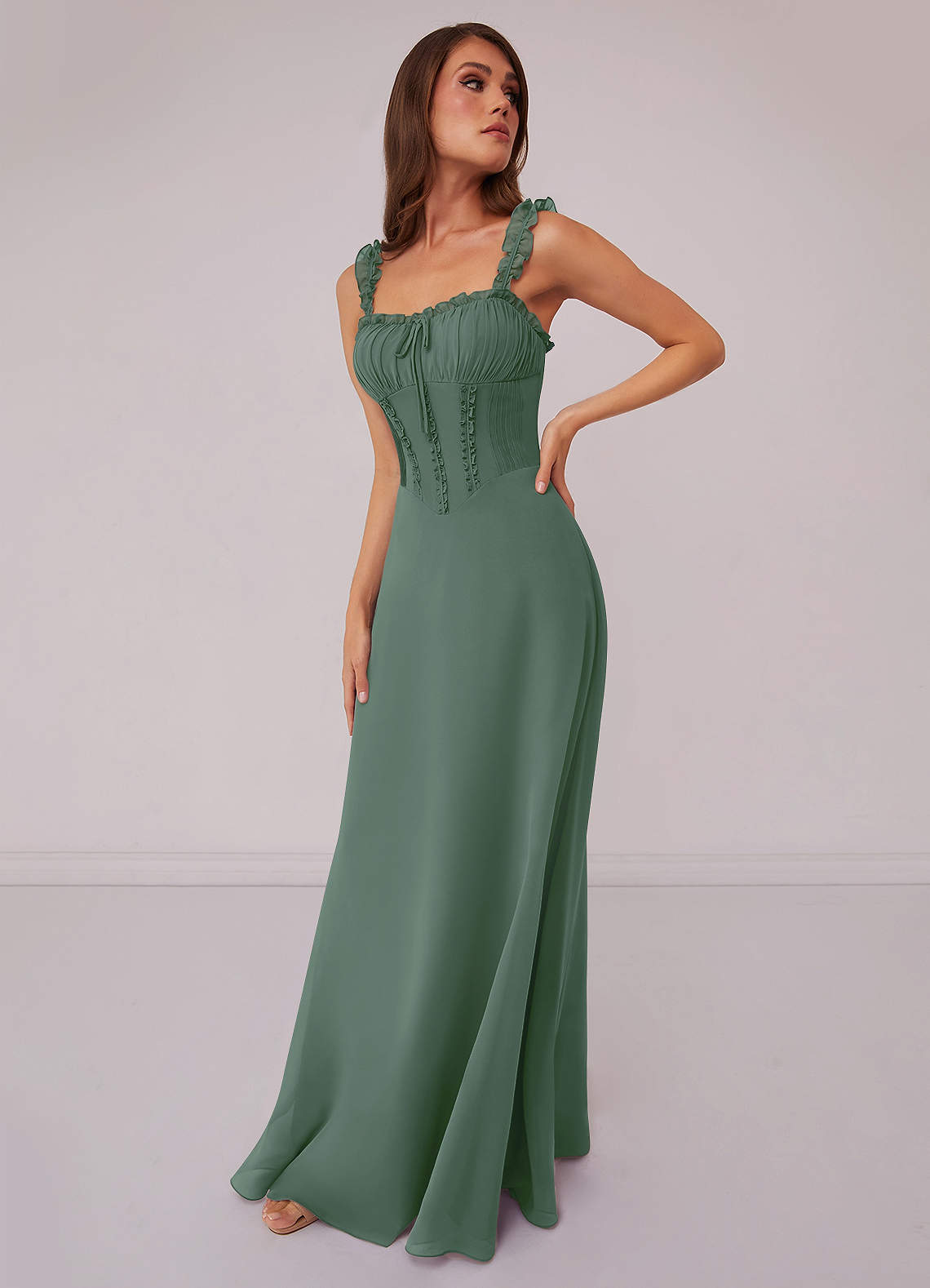 Barbie ♥ Azazie Bridesmaid Dresses Eucalyptus A-Line Sweetheart Neckline Chiffon Dress image1