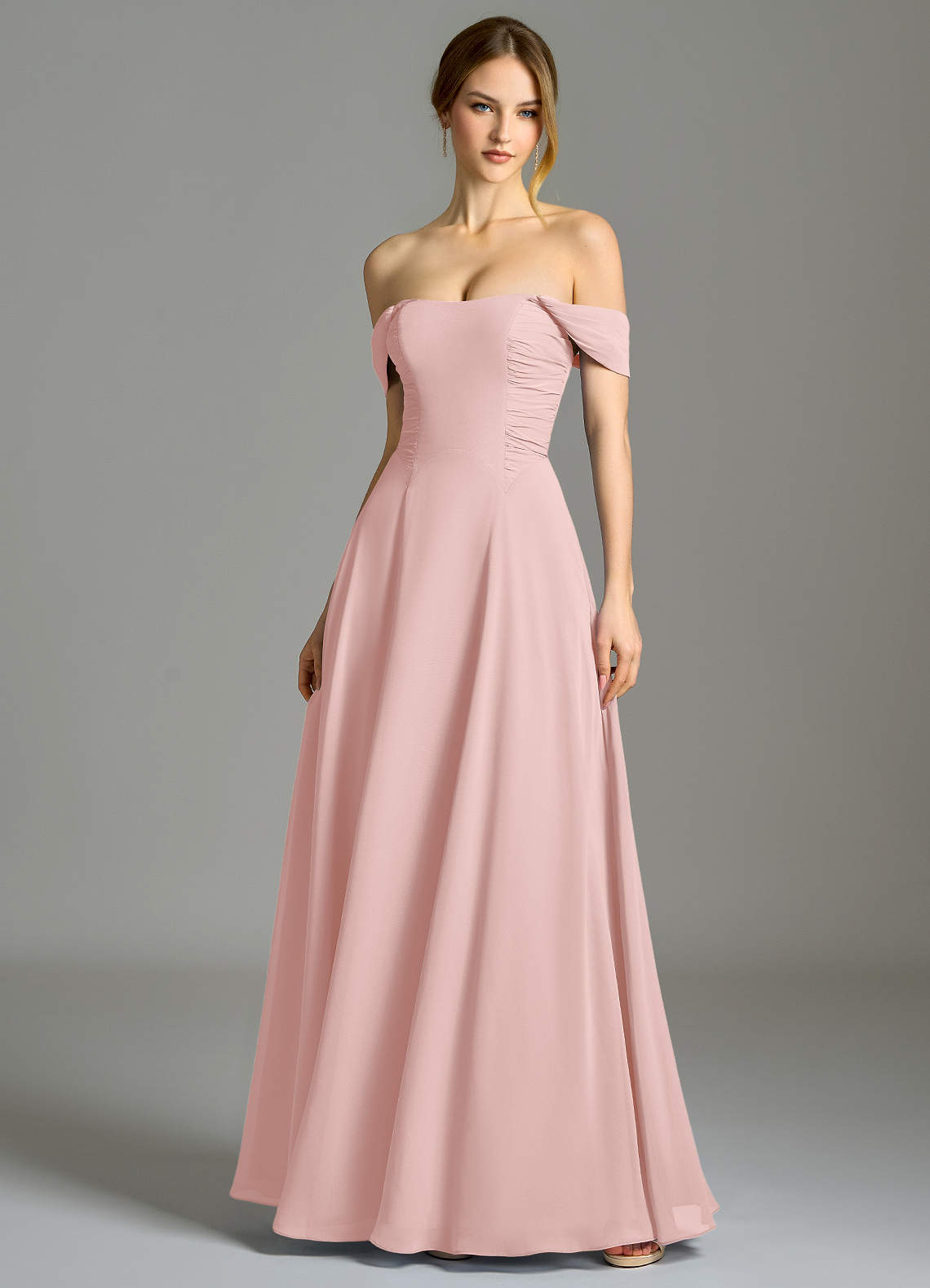 chiffon dress with pockets Stacees Bridesmaid Dress A-line Scalloped Neck Chiffon Long/Floor-Length Pockets