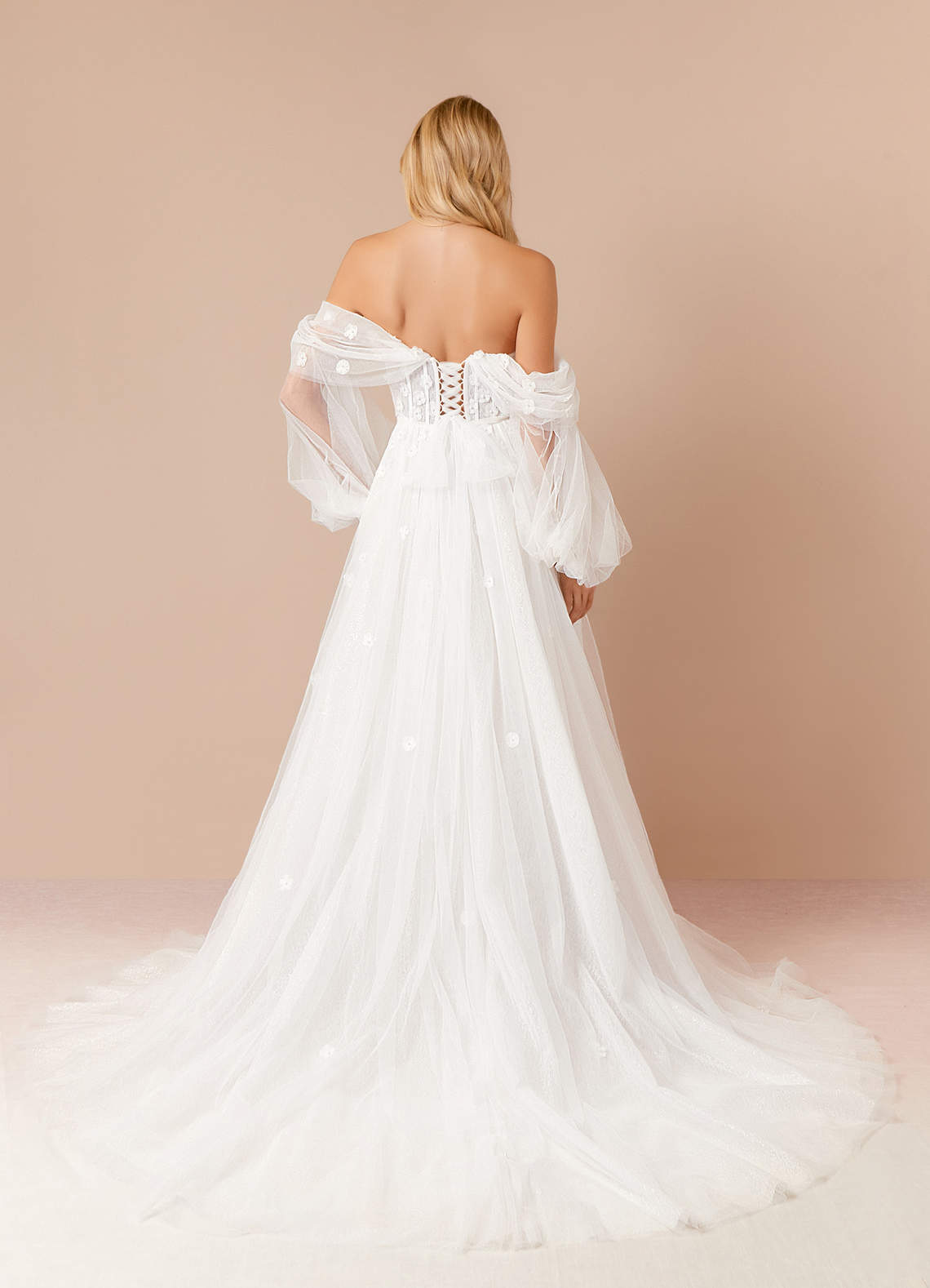 Azazie Airellie Wedding Dresses Diamond White A-Line Off the Shoulder Tulle Dress image1
