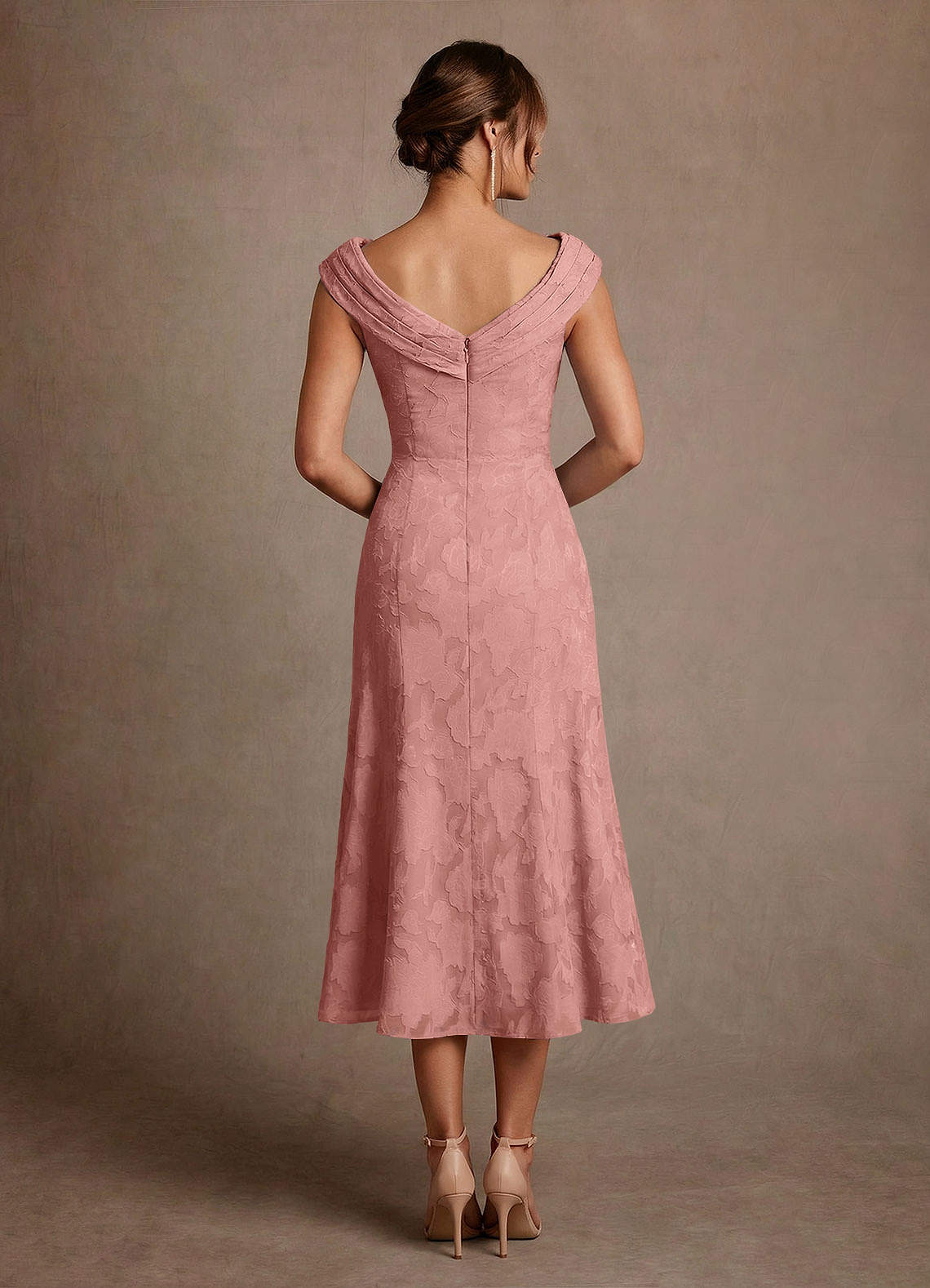 Azazie Keith Mother of the Bride Dresses Rosette Sheath Pleated Floral Burnout Dress image1