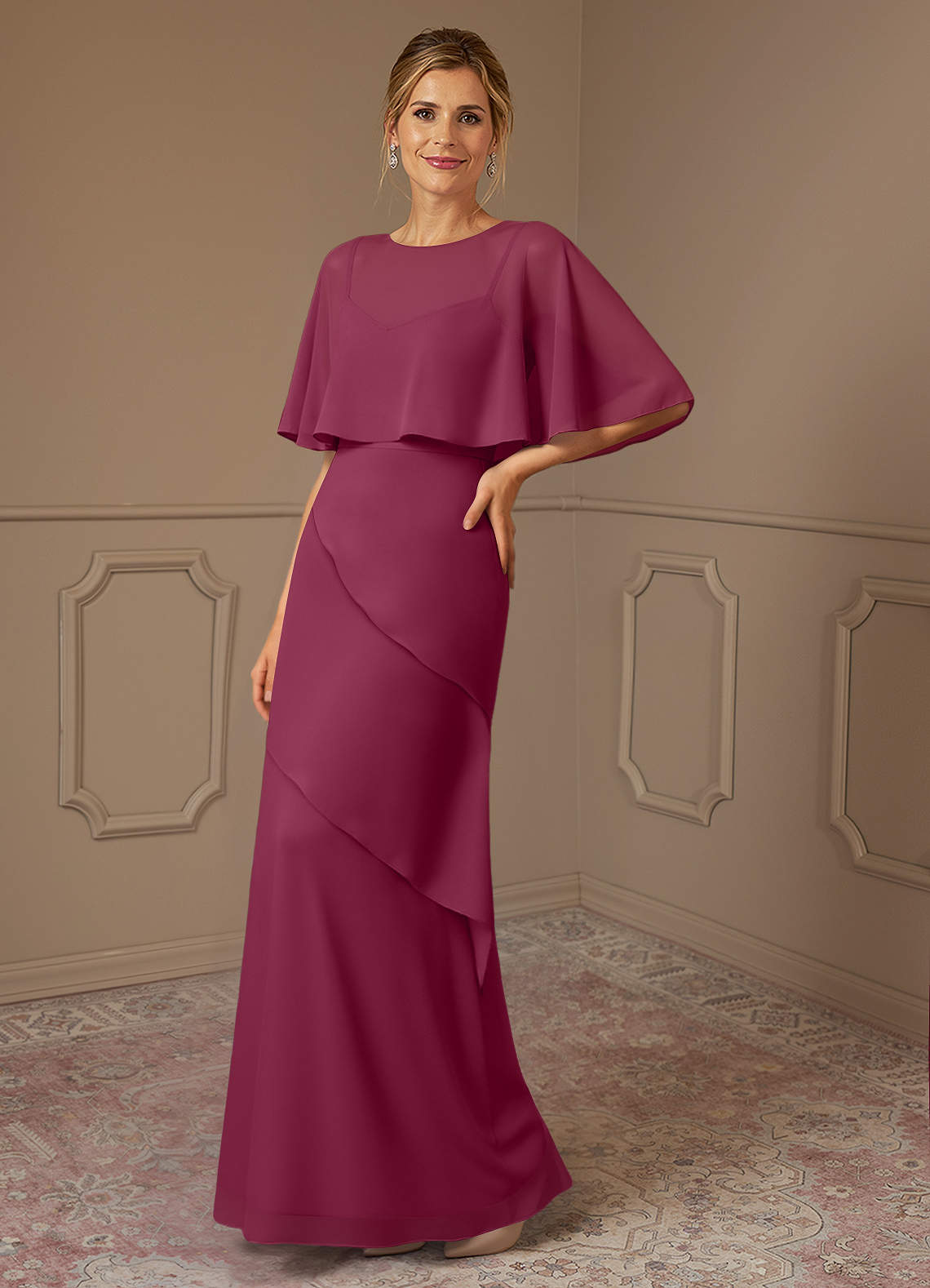 Azazie Bowie Mother of the Bride Dresses Mulberry A-Line Chiffon Dress image1