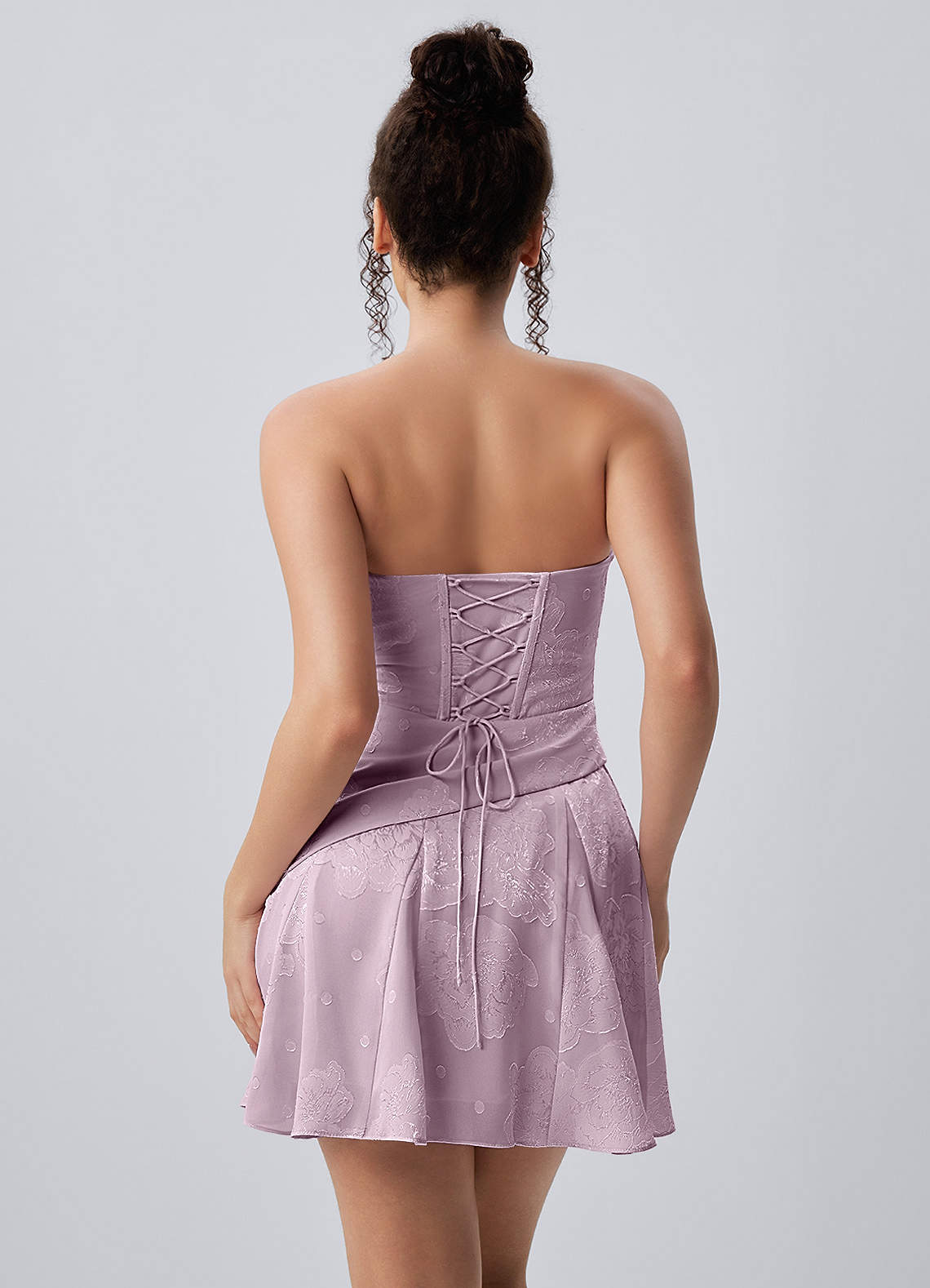 lilac lace skater dress Iphigenie Frosted Lilac Spaghetti Strap Chiffon Lace-Up Skater Mini Dress  Prom and Homecoming Dresses